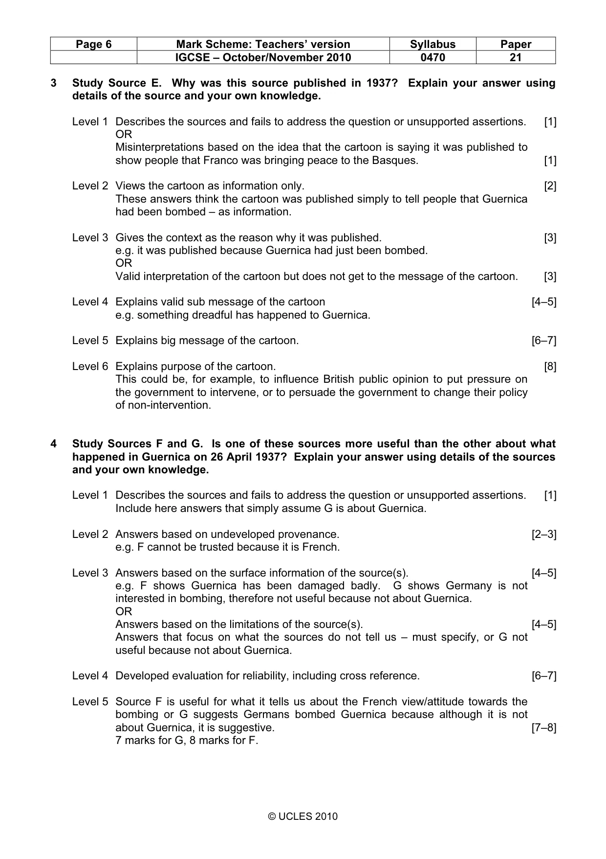 Mark scheme, page 6 of 7