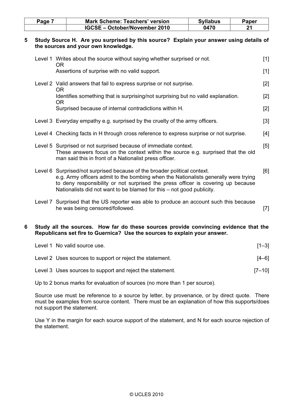 Mark scheme, page 7 of 7