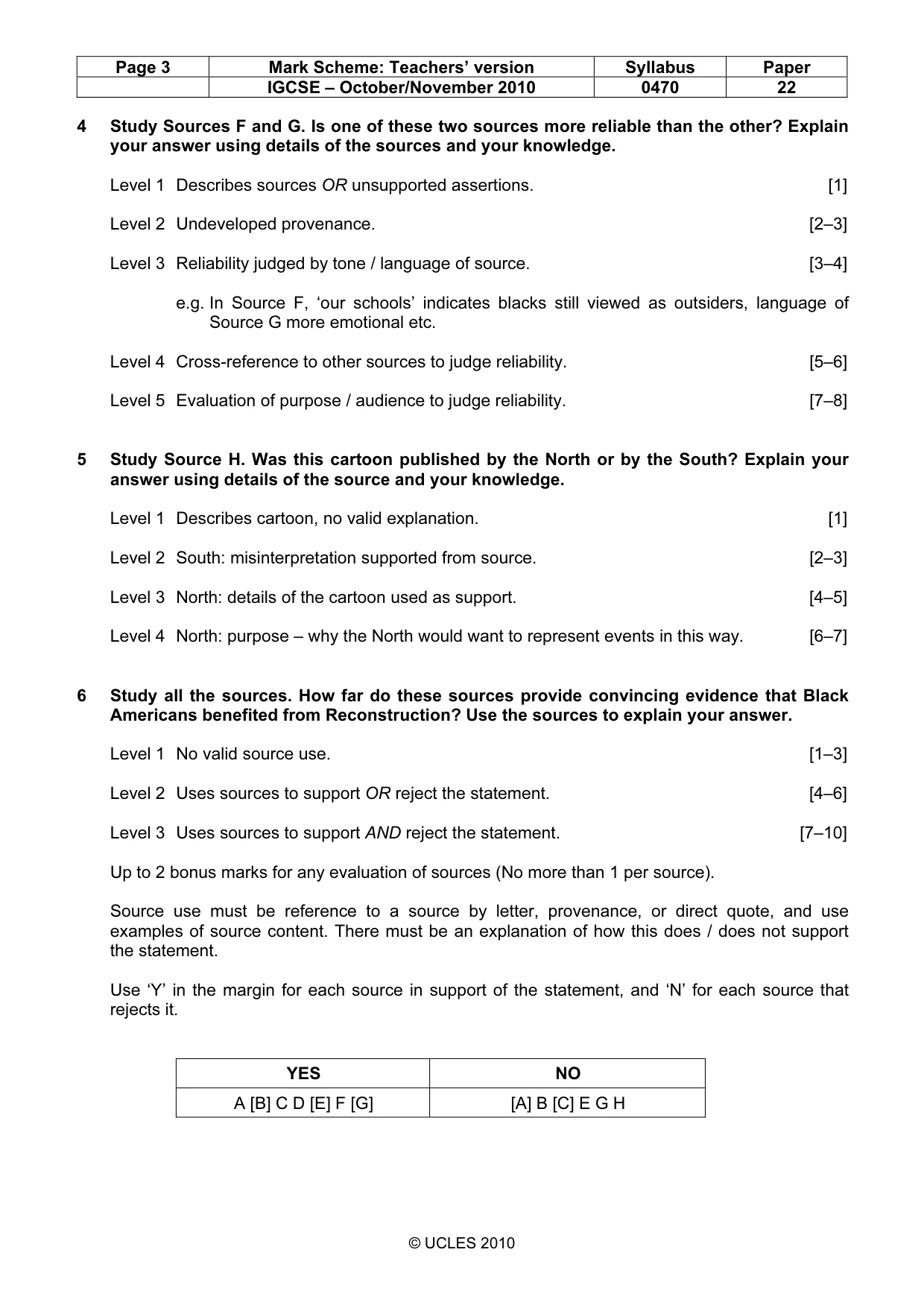 Mark scheme, page 3 of 6