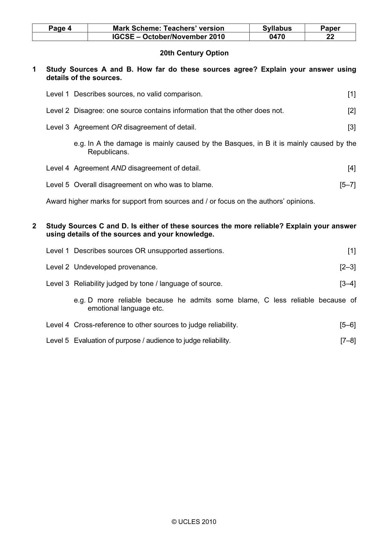 Mark scheme, page 4 of 6