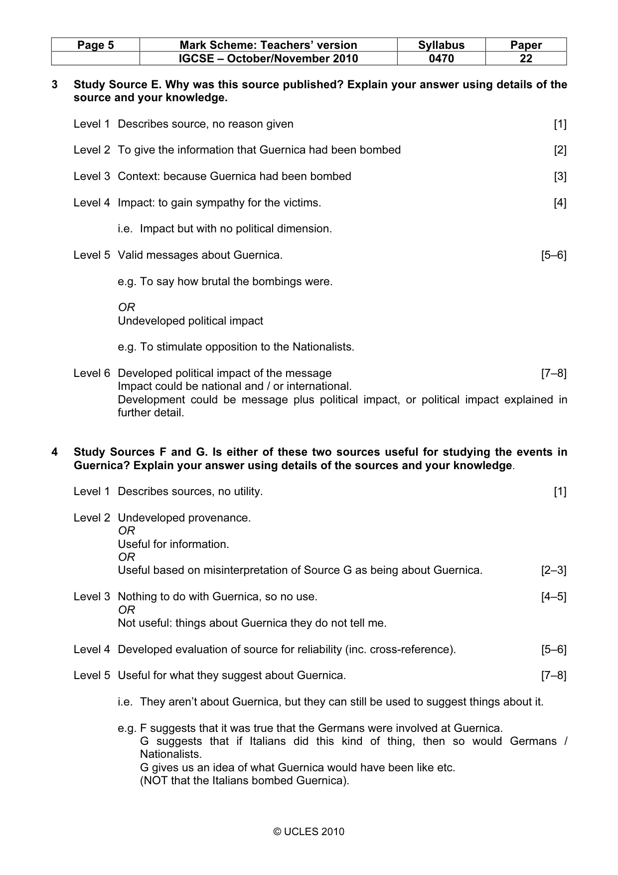 Mark scheme, page 5 of 6