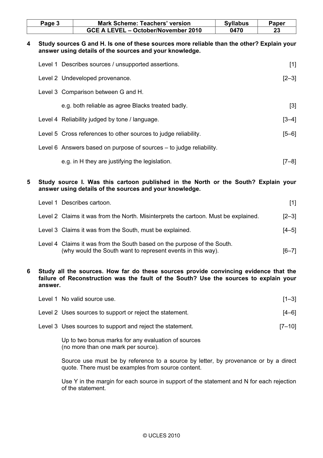 Mark scheme, page 3 of 6