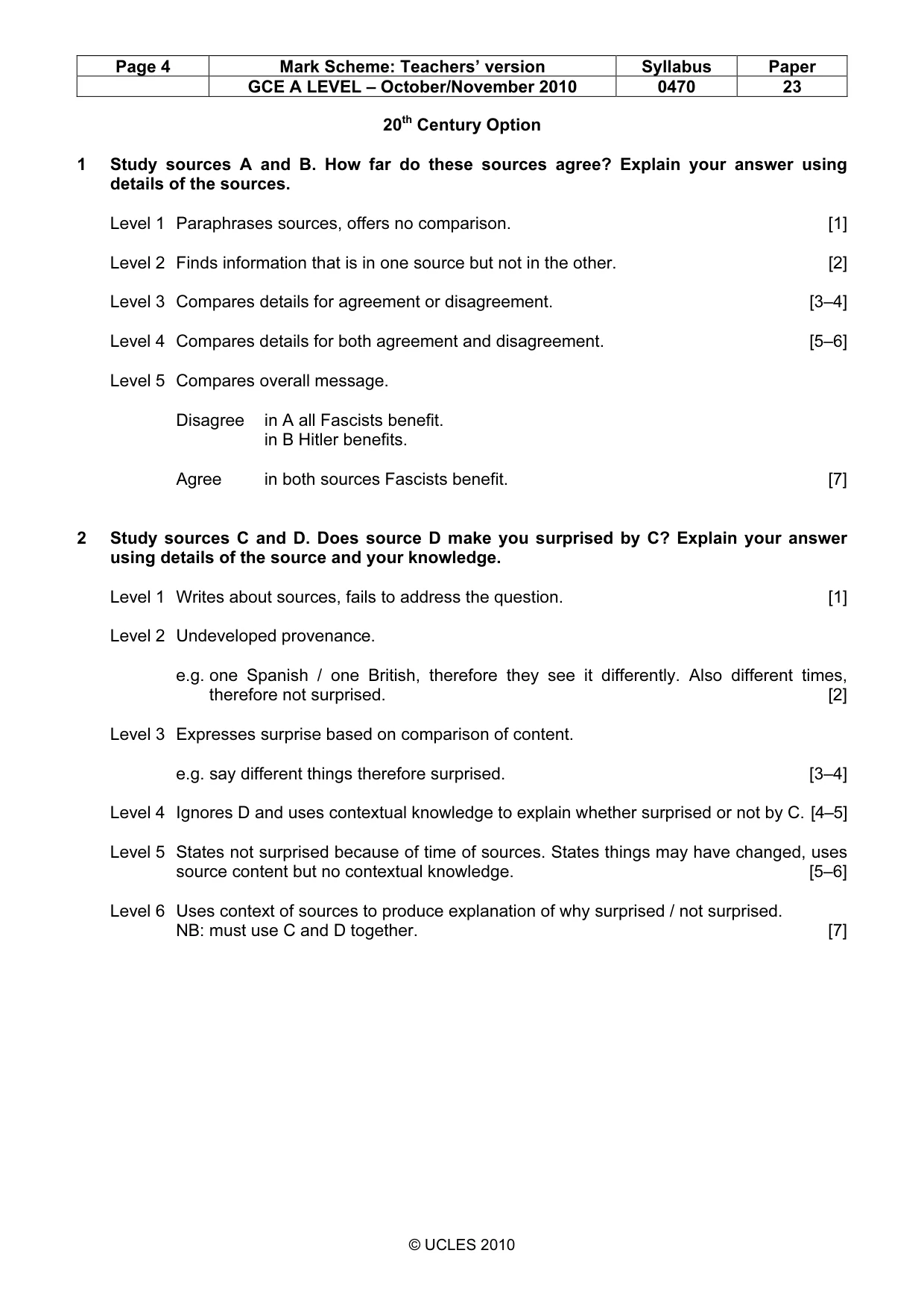 Mark scheme, page 4 of 6