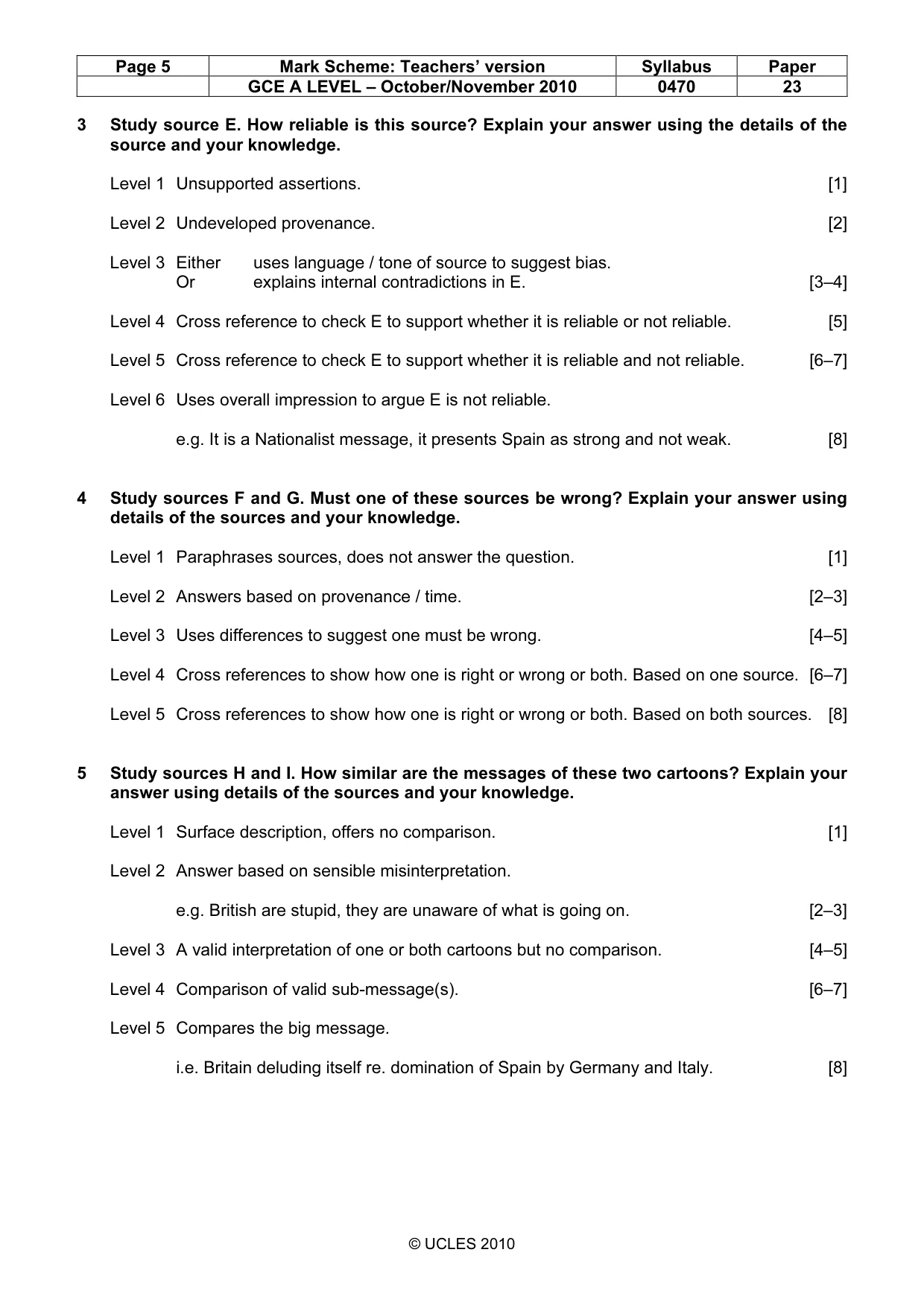 Mark scheme, page 5 of 6