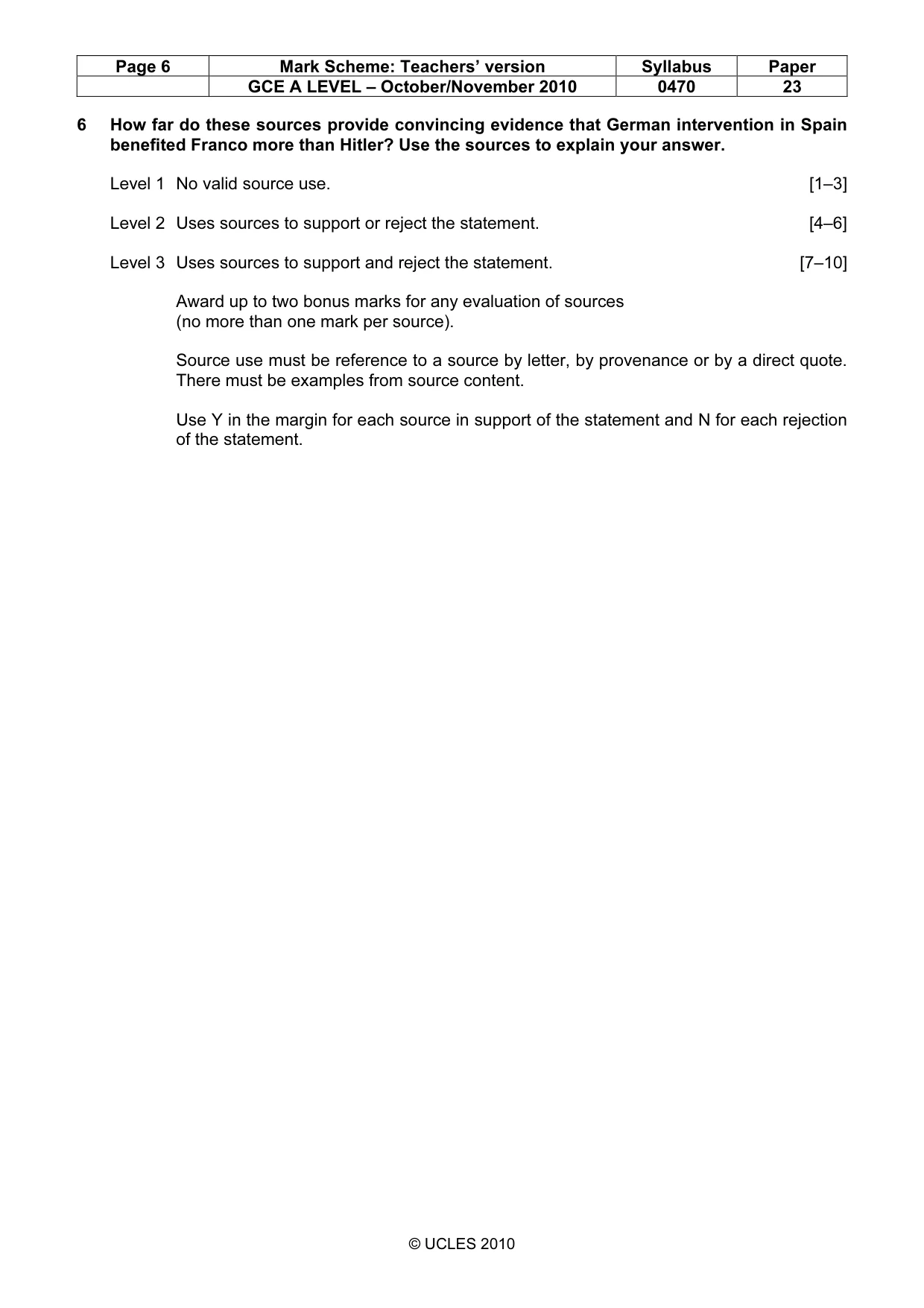 Mark scheme, page 6 of 6
