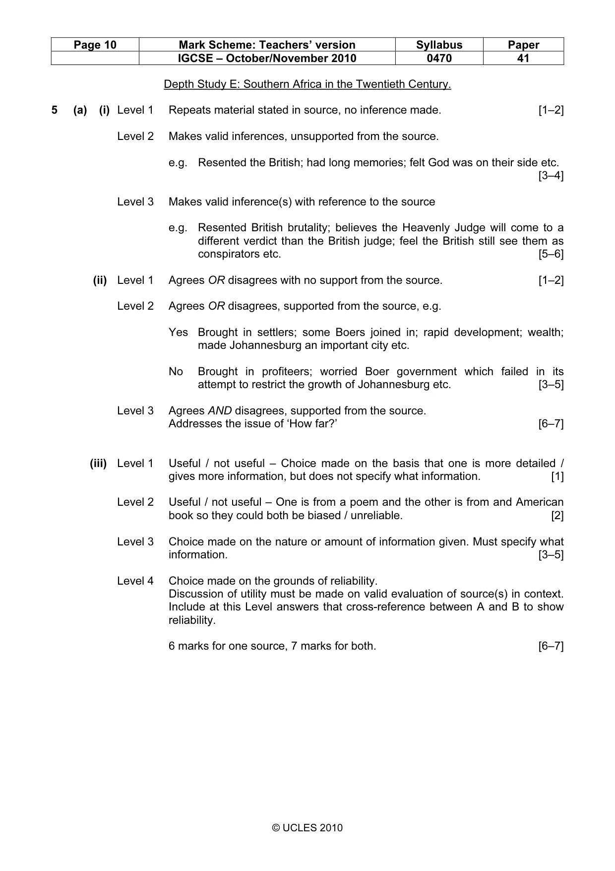 Mark scheme, page 10 of 17