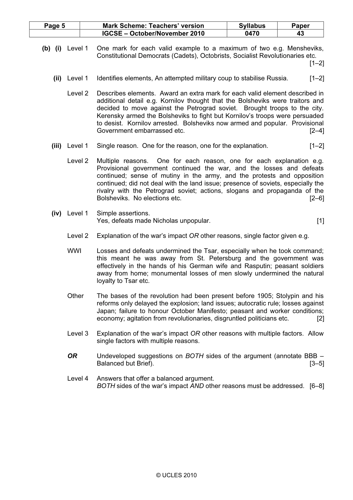 Mark scheme, page 5 of 17