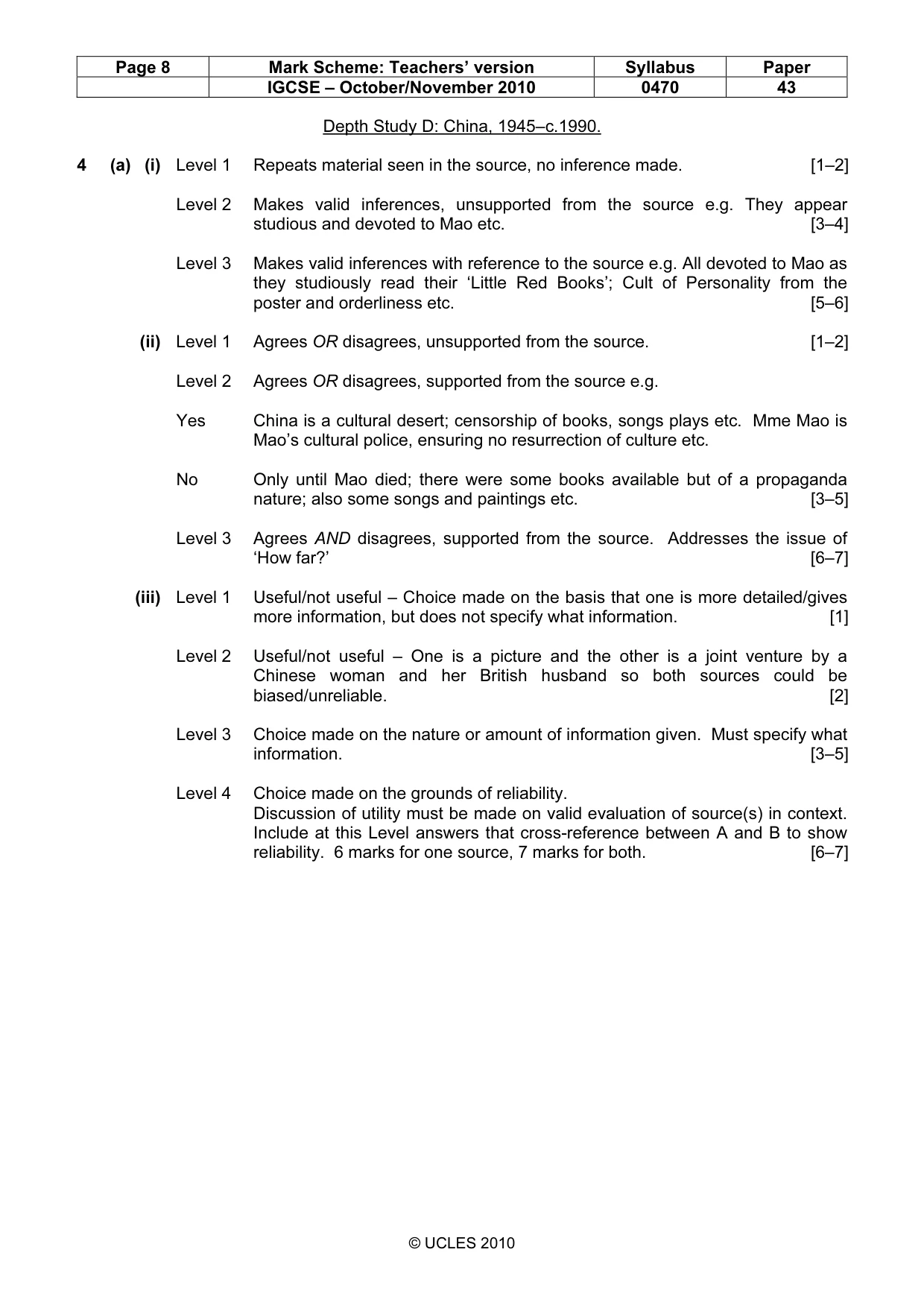 Mark scheme, page 8 of 17