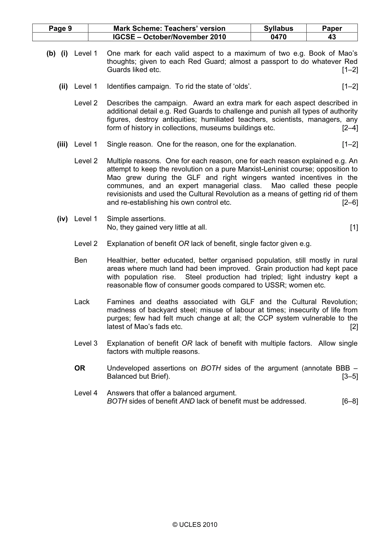 Mark scheme, page 9 of 17