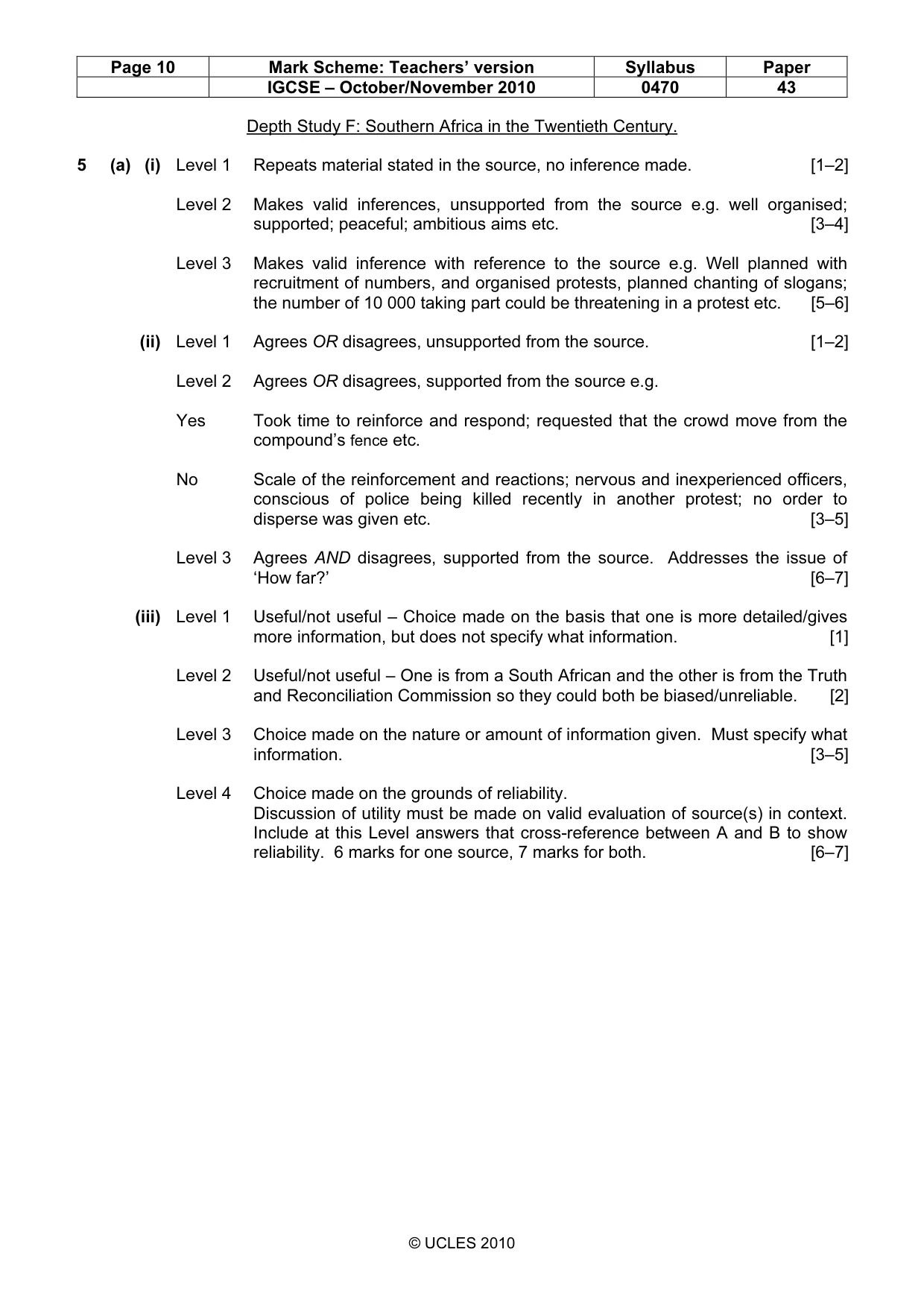 Mark scheme, page 10 of 17