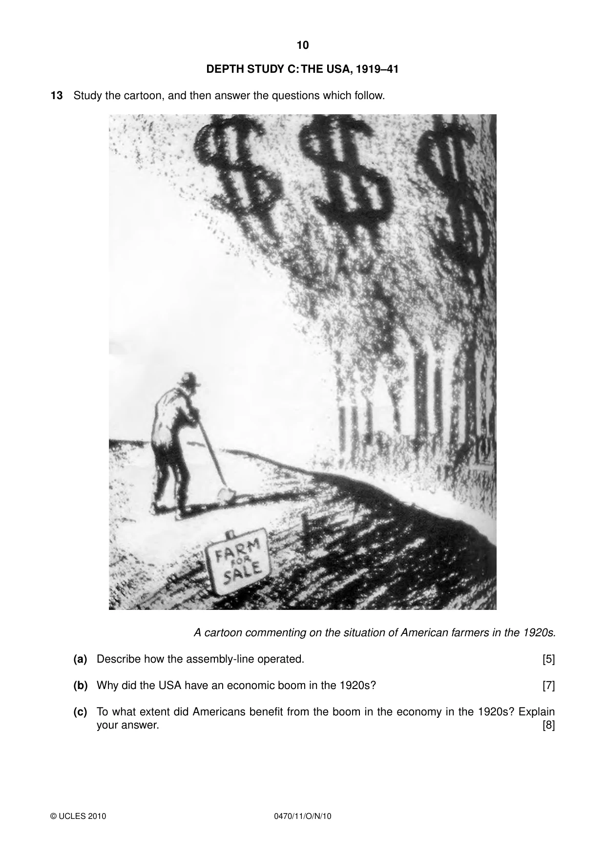 Cambridge IGCSE History 0470 2010 Oct/Nov Paper 1 · Variant 1 question paper, page 10 of 20