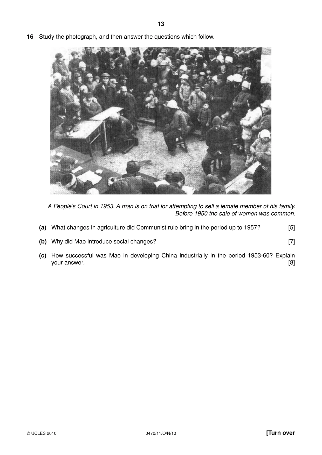 Cambridge IGCSE History 0470 2010 Oct/Nov Paper 1 · Variant 1 question paper, page 13 of 20