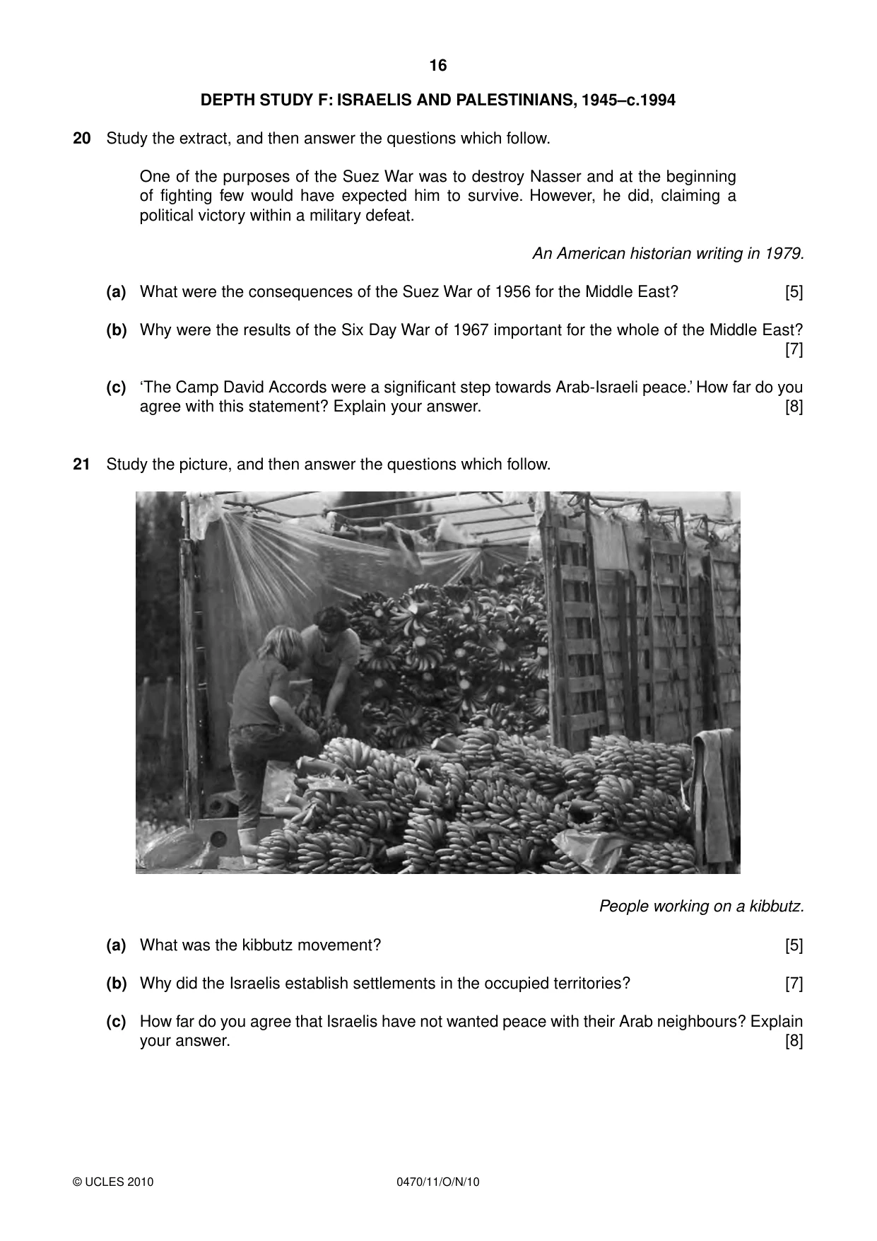 Cambridge IGCSE History 0470 2010 Oct/Nov Paper 1 · Variant 1 question paper, page 16 of 20