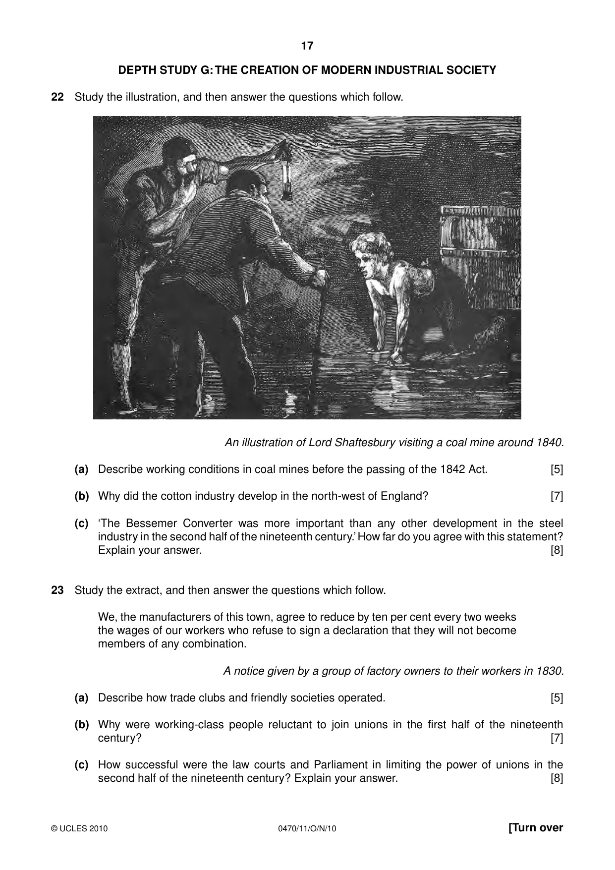 Cambridge IGCSE History 0470 2010 Oct/Nov Paper 1 · Variant 1 question paper, page 17 of 20