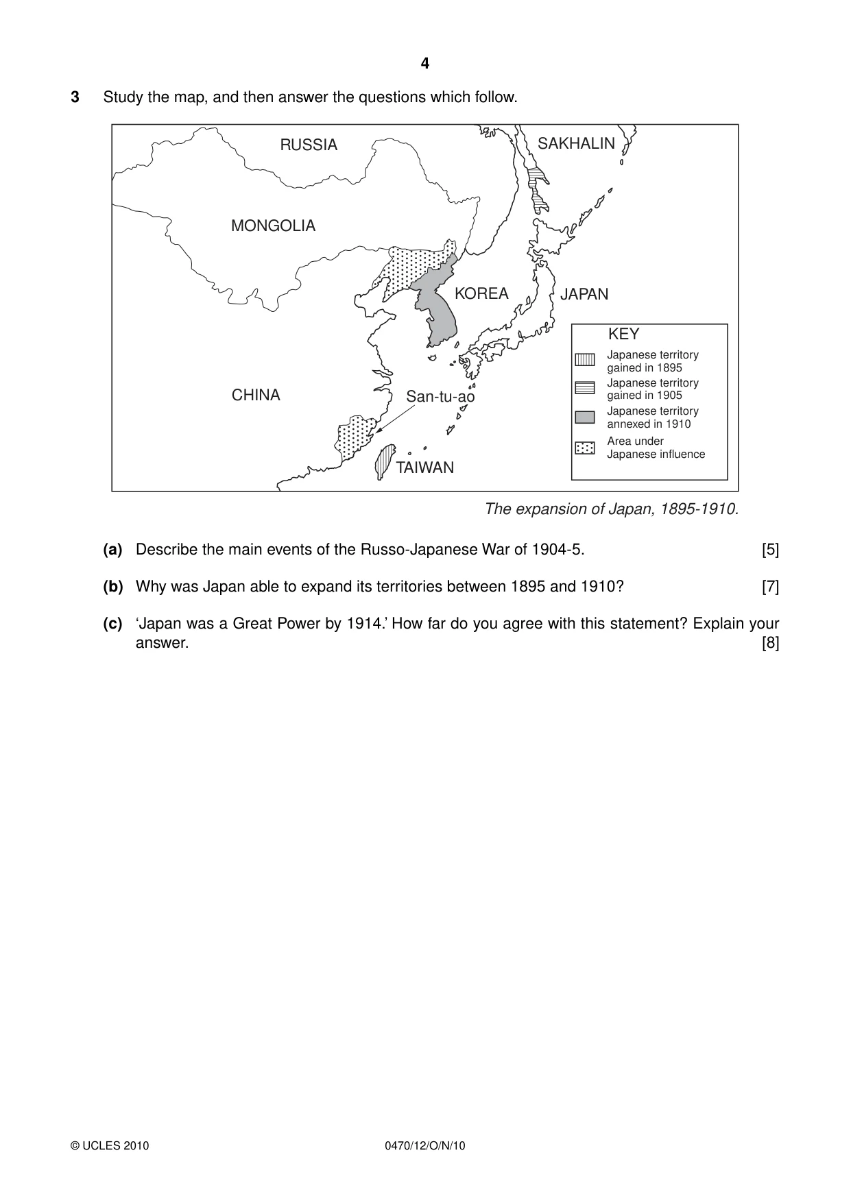 Cambridge IGCSE History 0470 2010 Oct/Nov Paper 1 · Variant 2 question paper, page 4 of 24