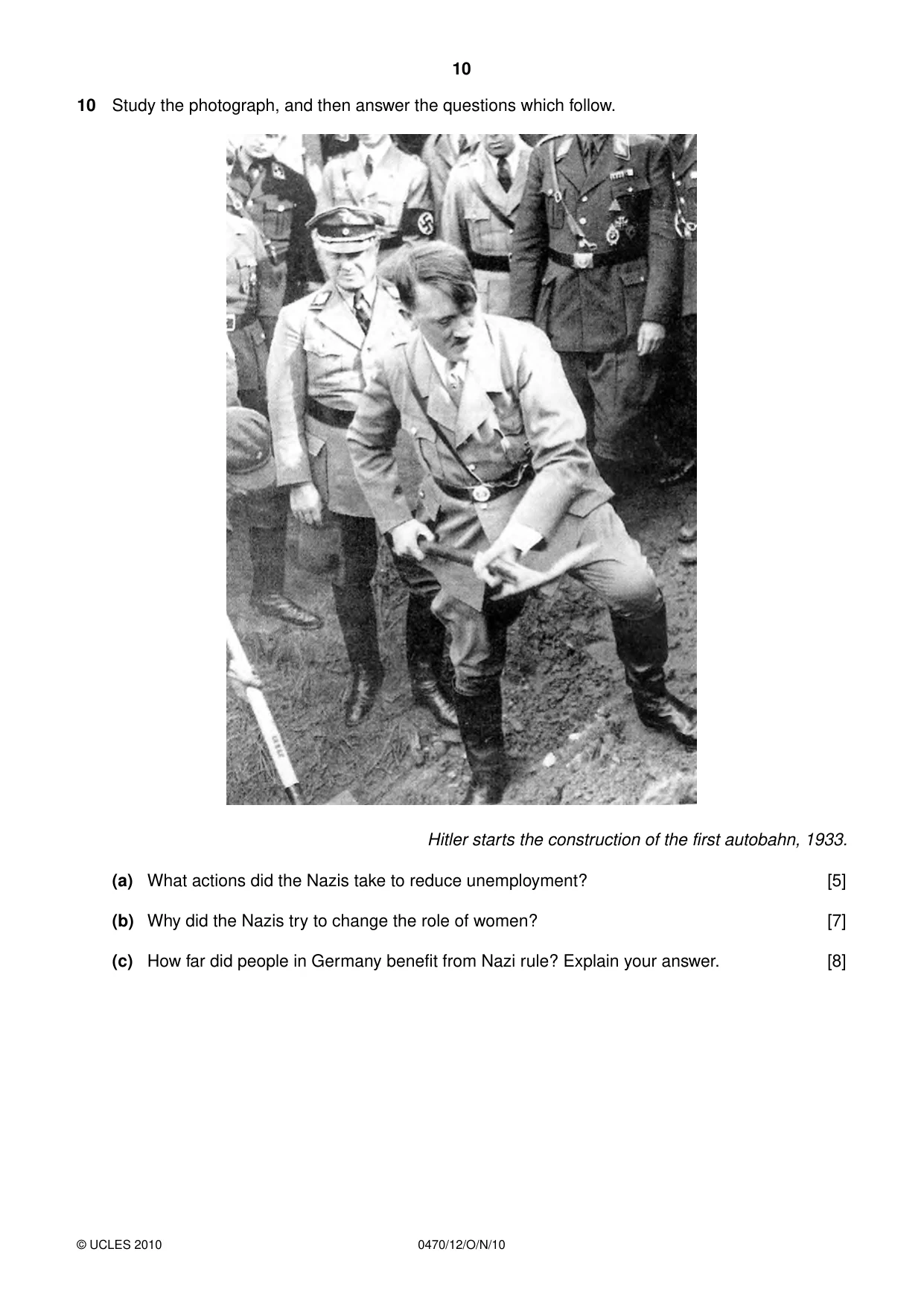 Cambridge IGCSE History 0470 2010 Oct/Nov Paper 1 · Variant 2 question paper, page 10 of 24