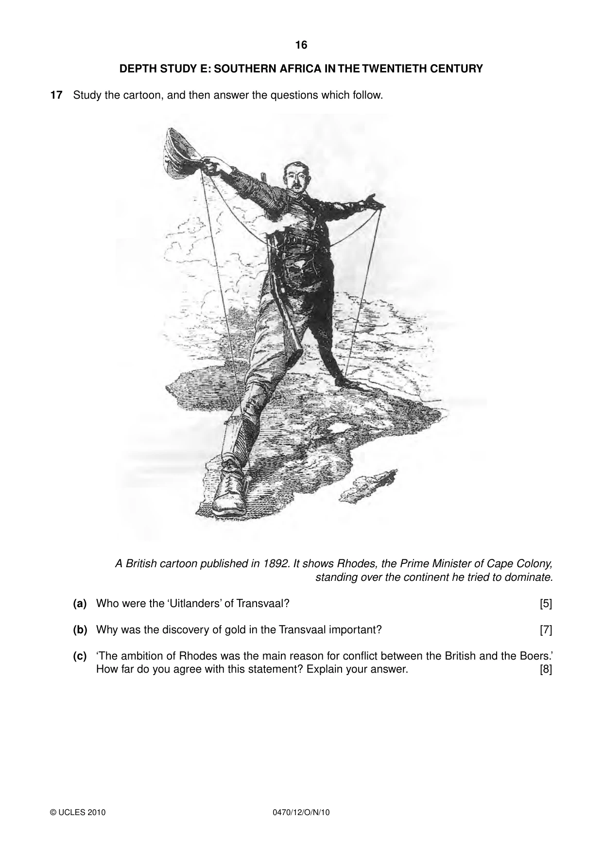 Cambridge IGCSE History 0470 2010 Oct/Nov Paper 1 · Variant 2 question paper, page 16 of 24