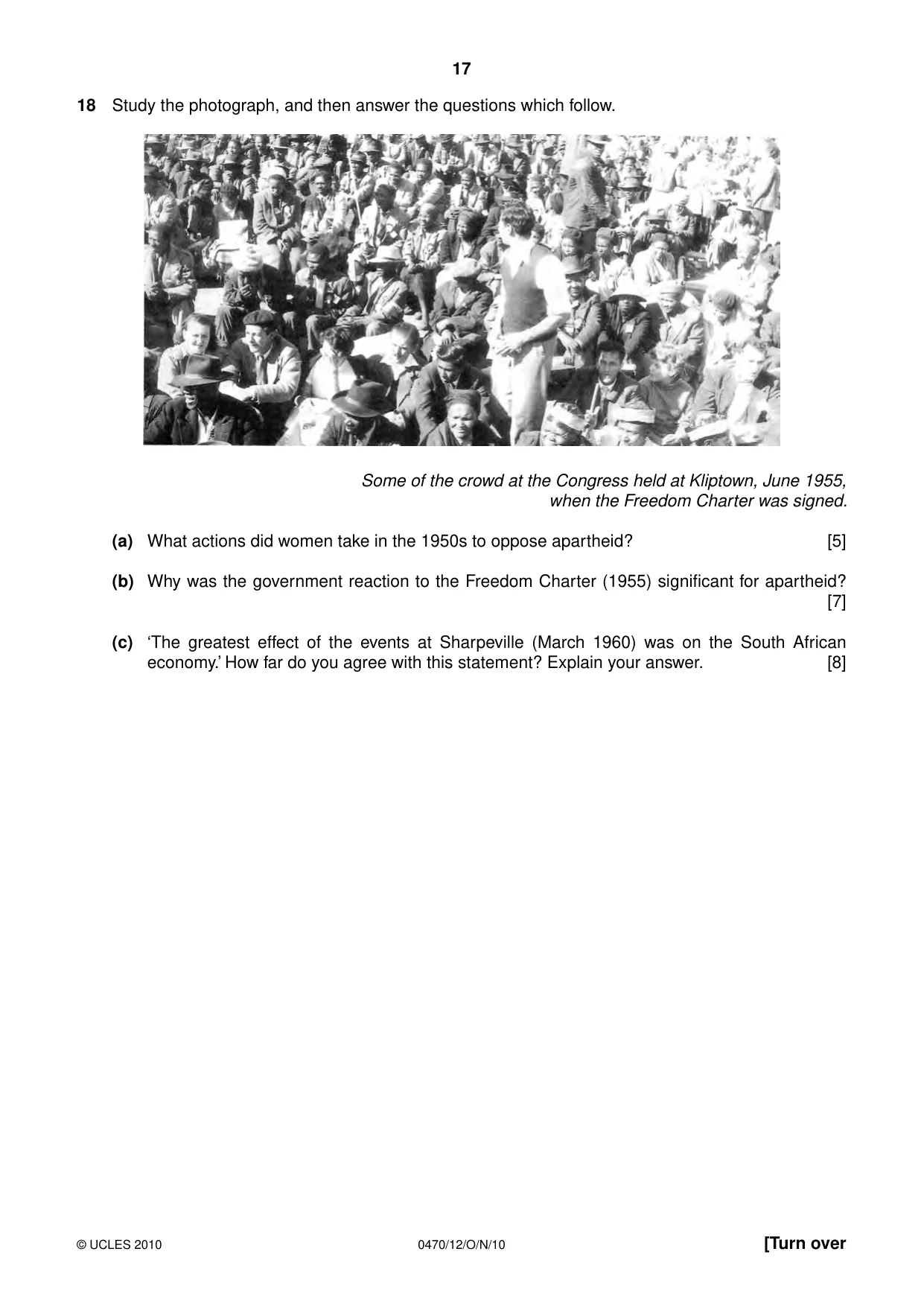 Cambridge IGCSE History 0470 2010 Oct/Nov Paper 1 · Variant 2 question paper, page 17 of 24