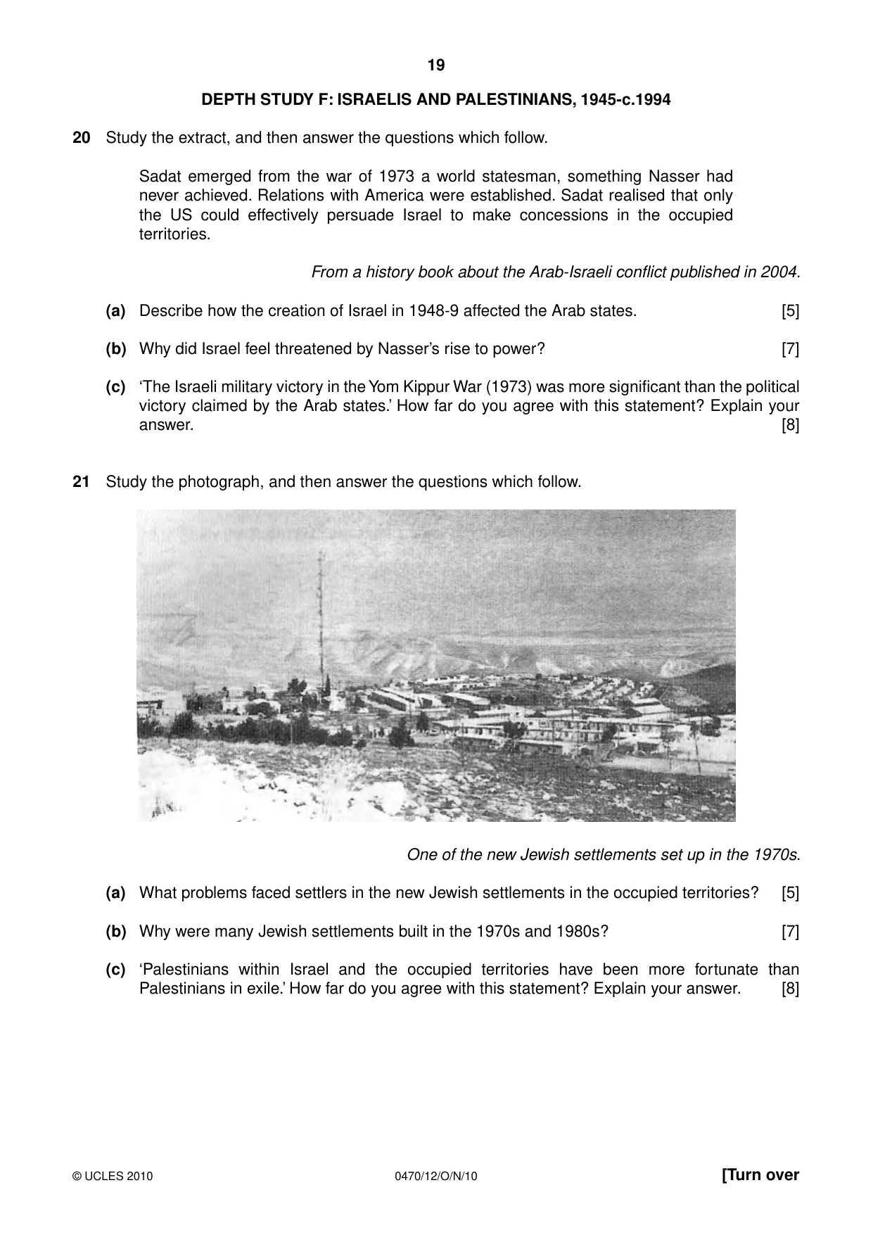 Cambridge IGCSE History 0470 2010 Oct/Nov Paper 1 · Variant 2 question paper, page 19 of 24