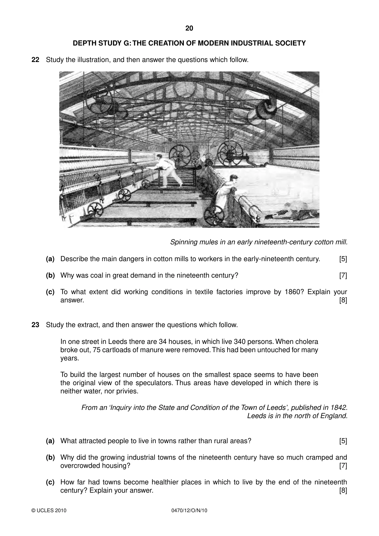 Cambridge IGCSE History 0470 2010 Oct/Nov Paper 1 · Variant 2 question paper, page 20 of 24