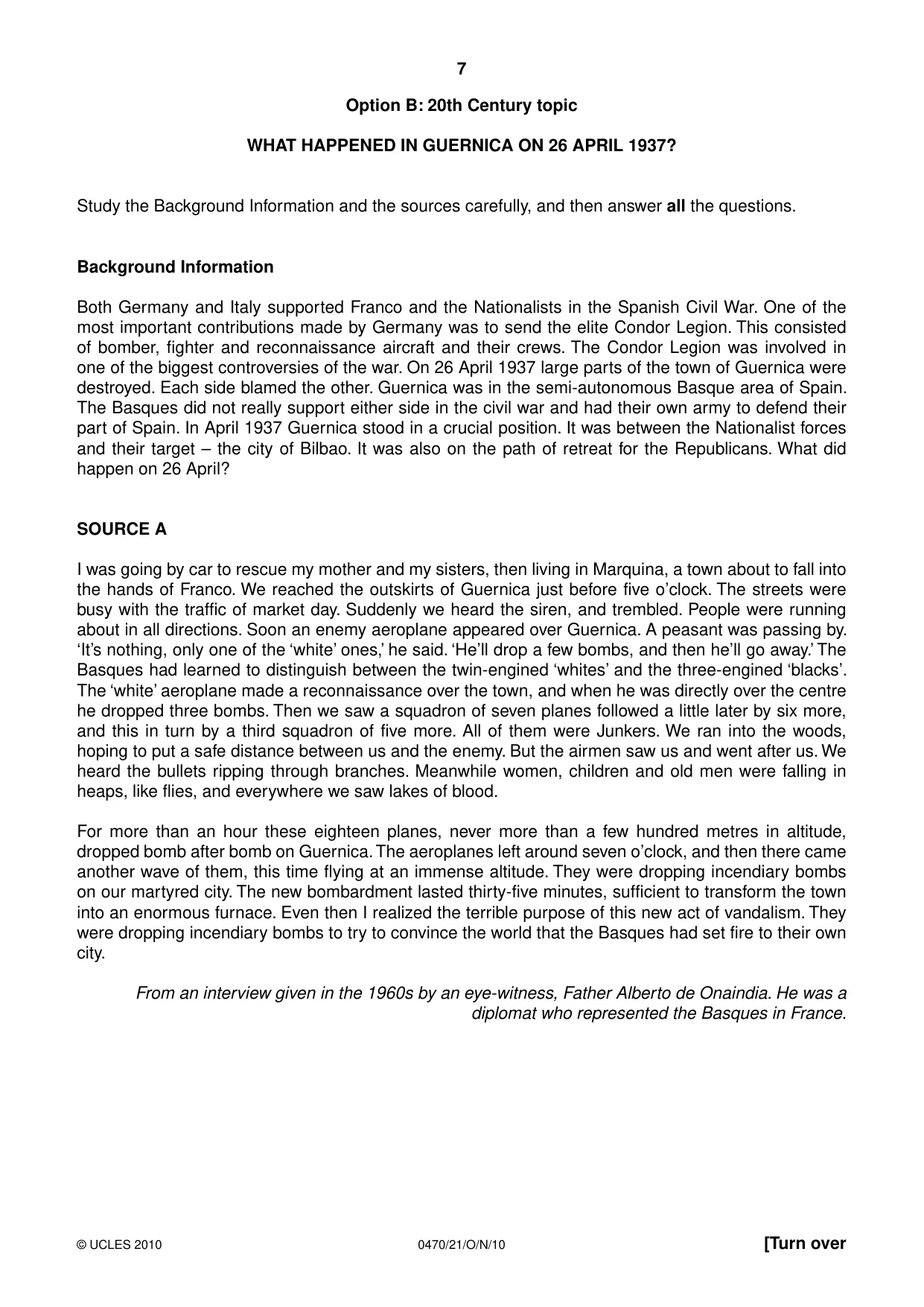 Cambridge IGCSE History 0470 2010 Oct/Nov Paper 2 · Variant 1 question paper, page 7 of 12