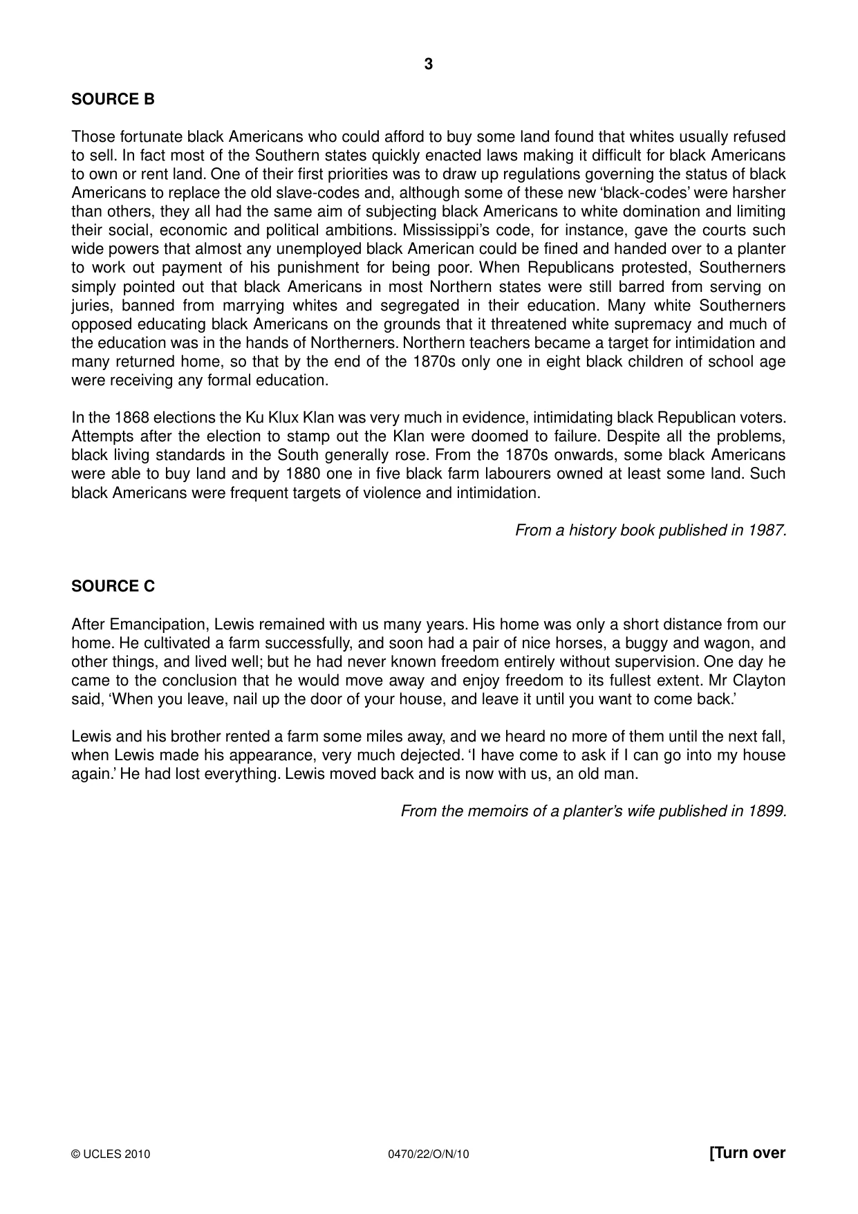 Cambridge IGCSE History 0470 2010 Oct/Nov Paper 2 · Variant 2 question paper, page 3 of 16