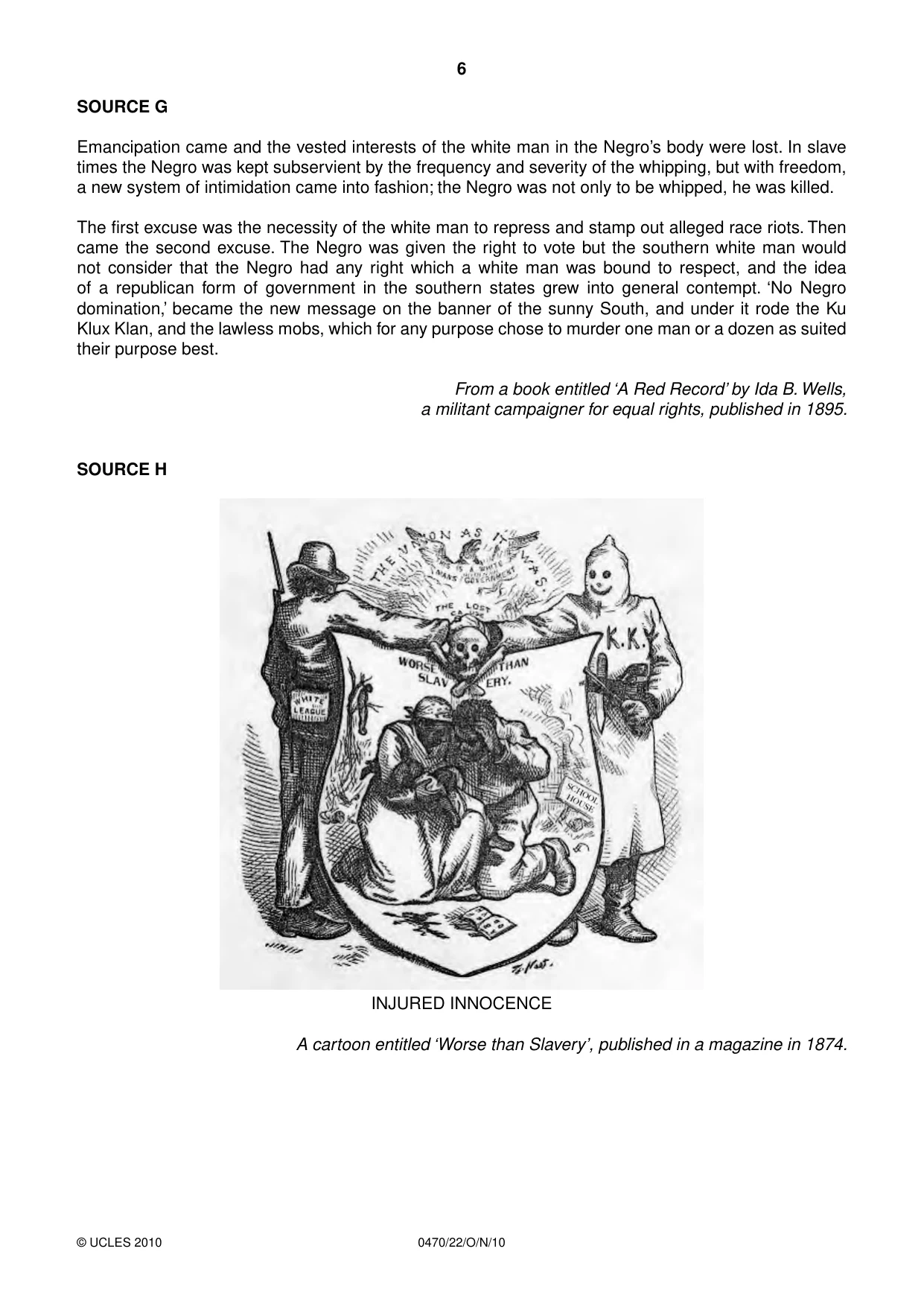 Cambridge IGCSE History 0470 2010 Oct/Nov Paper 2 · Variant 2 question paper, page 6 of 16