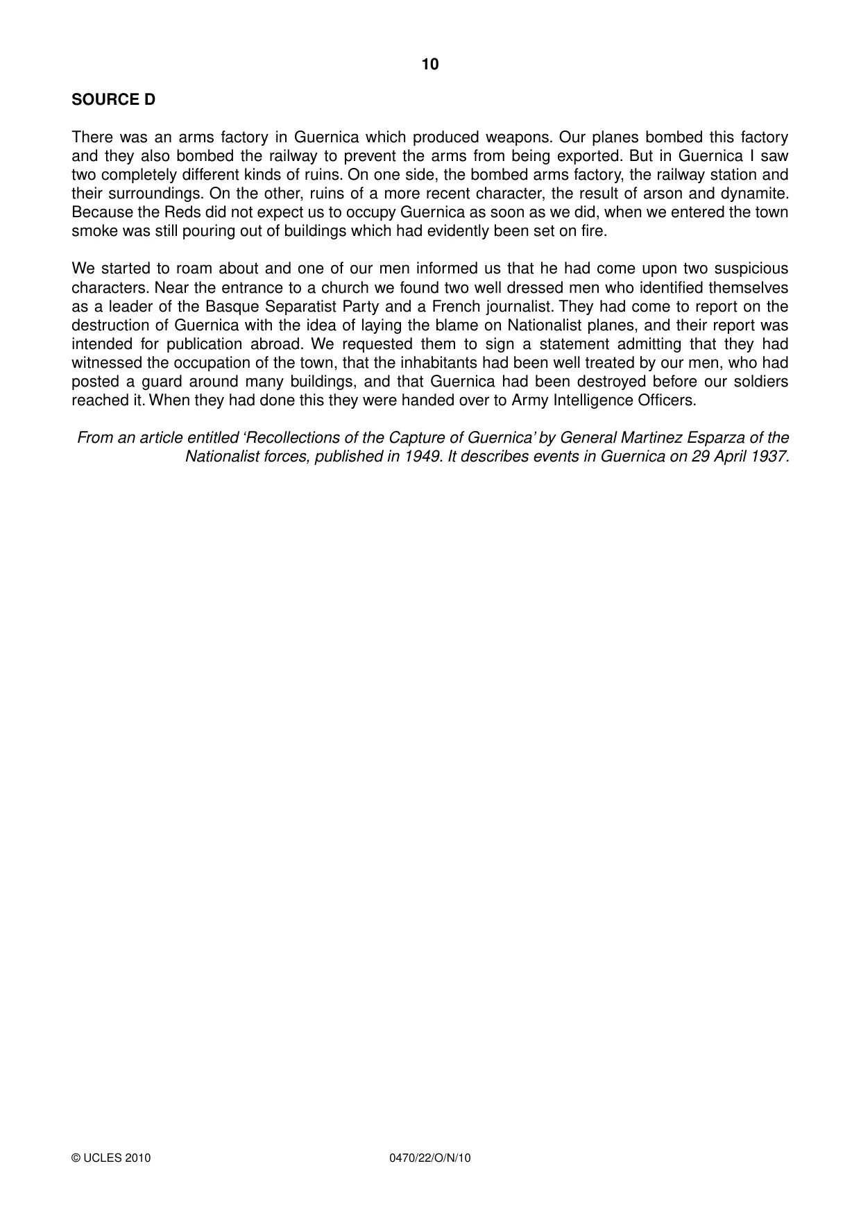 Cambridge IGCSE History 0470 2010 Oct/Nov Paper 2 · Variant 2 question paper, page 10 of 16