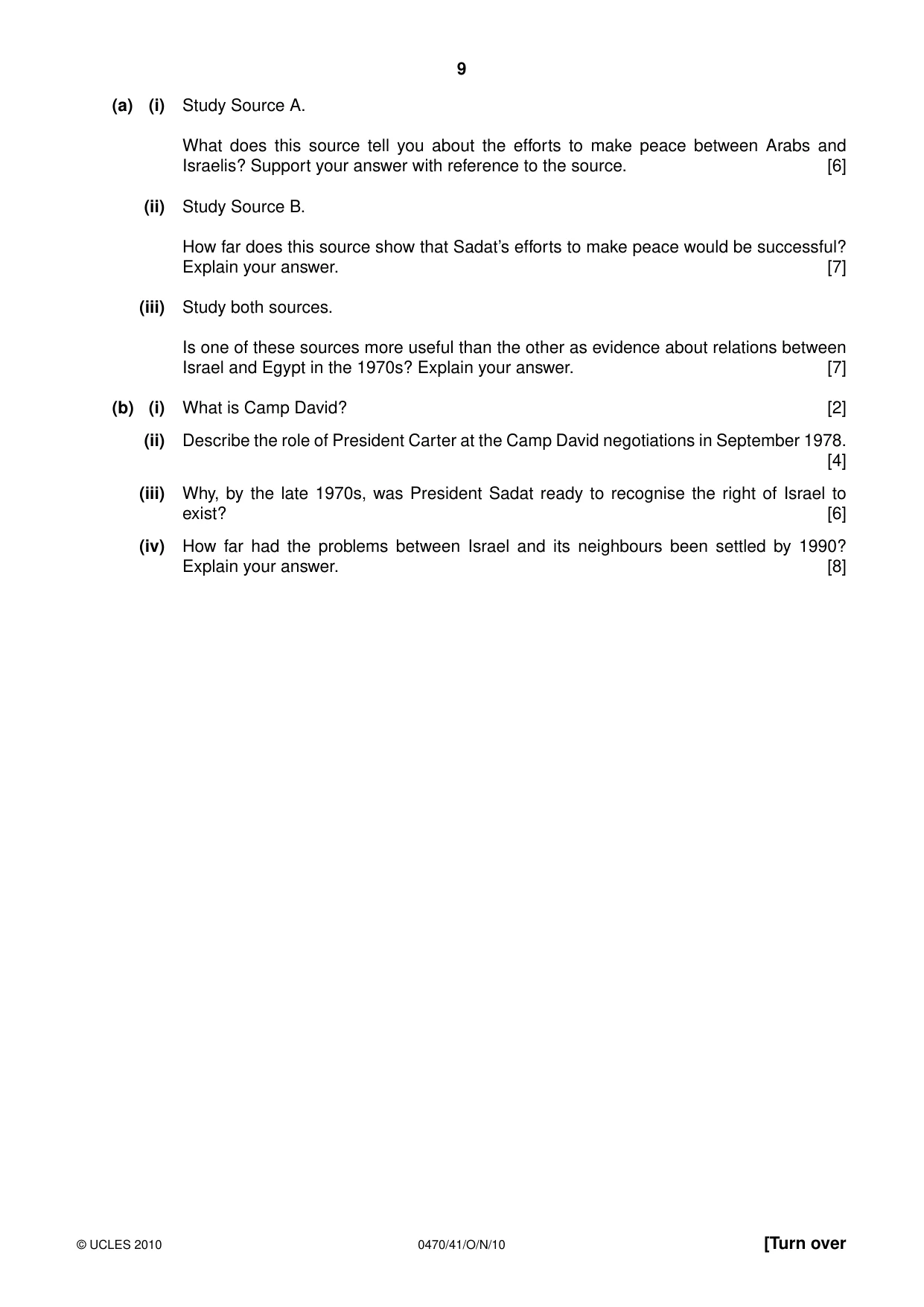 Cambridge IGCSE History 0470 2010 Oct/Nov Paper 4 · Variant 1 question paper, page 9 of 16