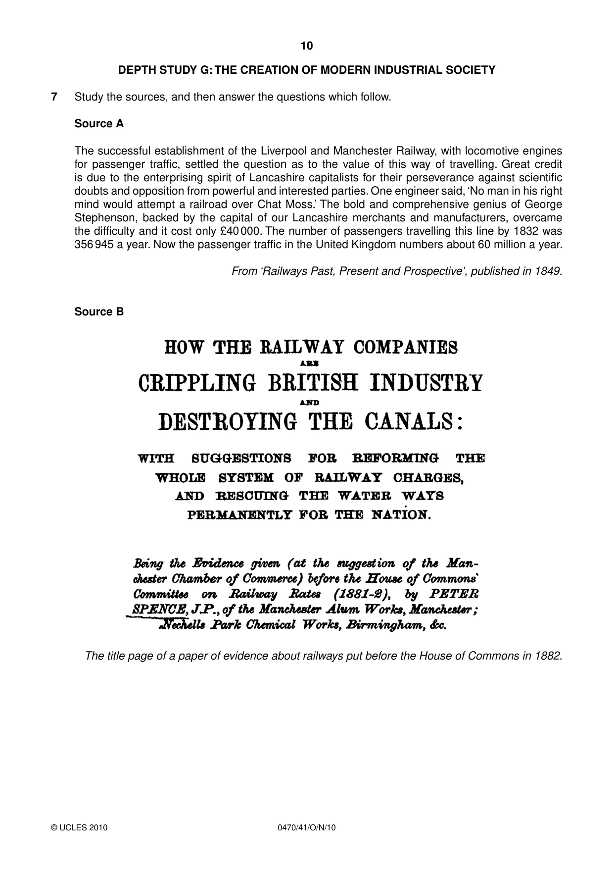 Cambridge IGCSE History 0470 2010 Oct/Nov Paper 4 · Variant 1 question paper, page 10 of 16