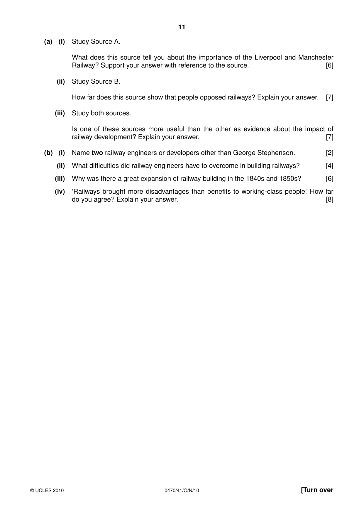 Cambridge IGCSE History 0470 2010 Oct/Nov Paper 4 · Variant 1 question paper, page 11 of 16