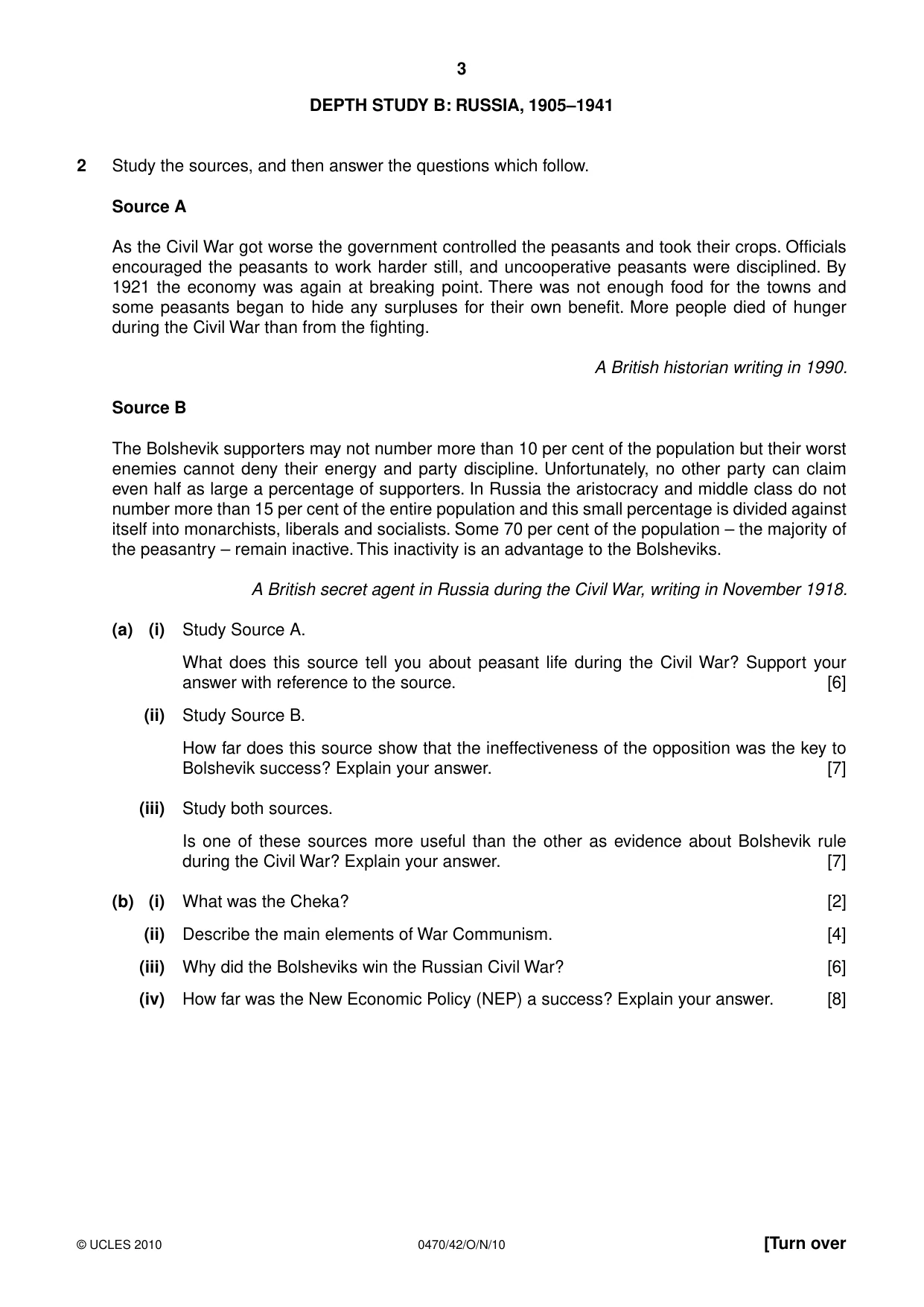 Cambridge IGCSE History 0470 2010 Oct/Nov Paper 4 · Variant 2 question paper, page 3 of 12