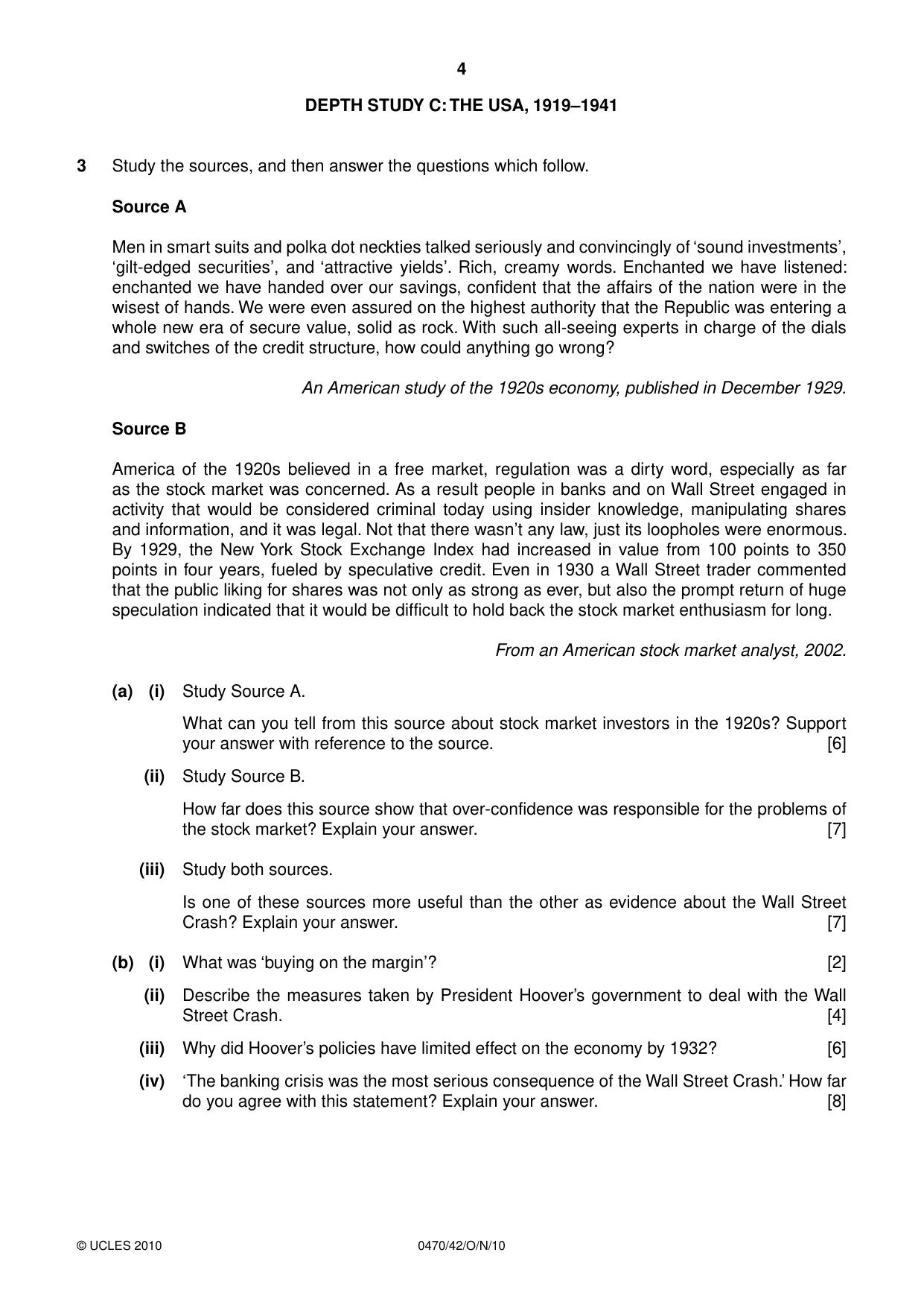 Cambridge IGCSE History 0470 2010 Oct/Nov Paper 4 · Variant 2 question paper, page 4 of 12