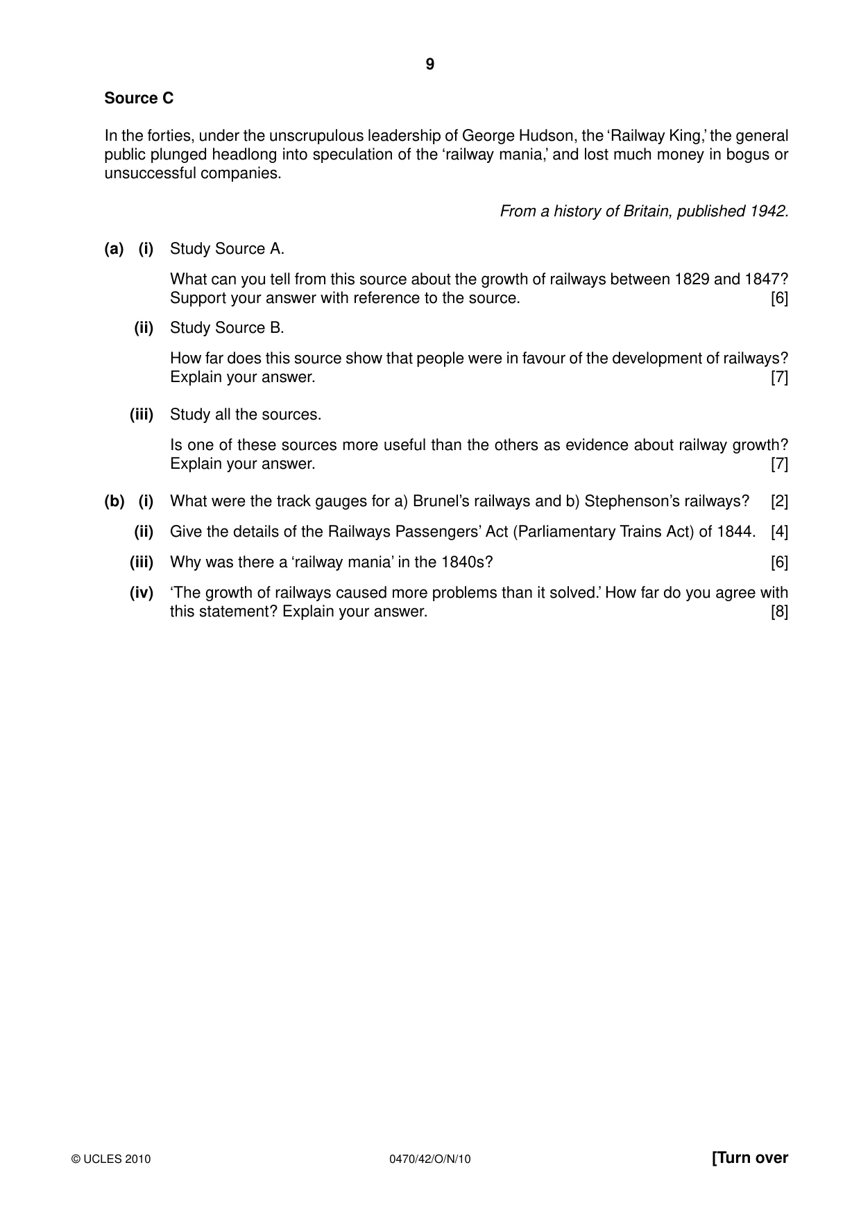 Cambridge IGCSE History 0470 2010 Oct/Nov Paper 4 · Variant 2 question paper, page 9 of 12