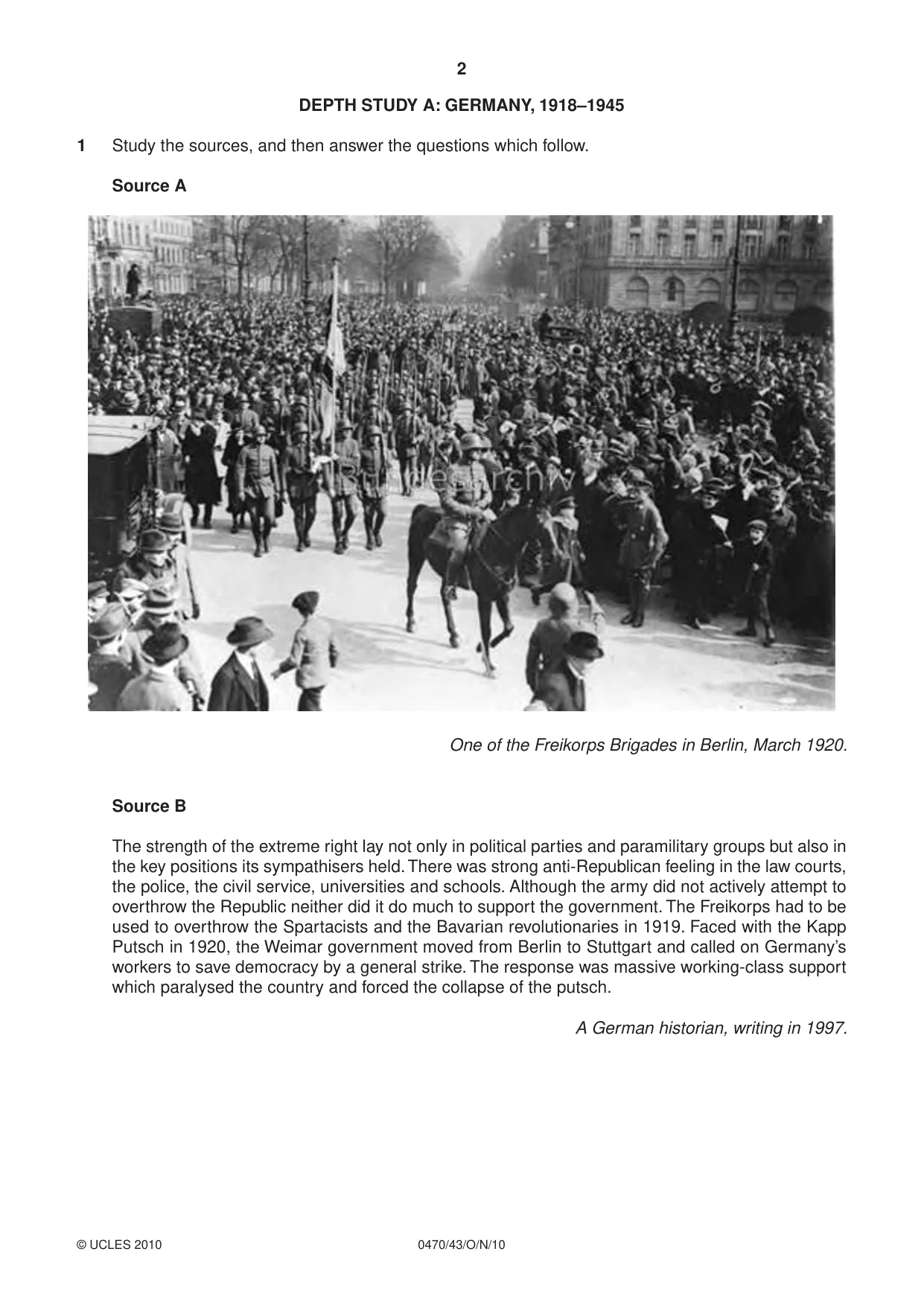 Cambridge IGCSE History 0470 2010 Oct/Nov Paper 4 · Variant 3 question paper, page 2 of 12