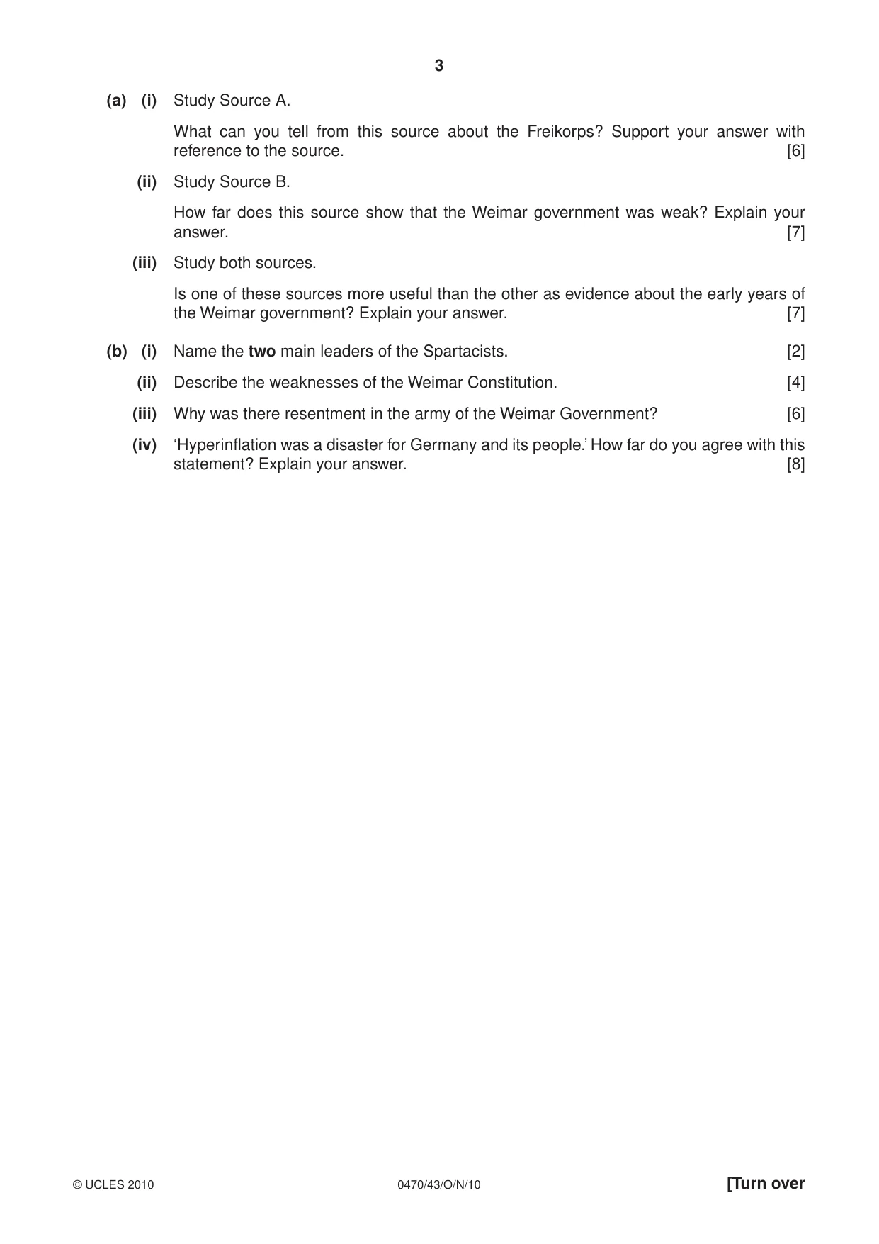 Cambridge IGCSE History 0470 2010 Oct/Nov Paper 4 · Variant 3 question paper, page 3 of 12