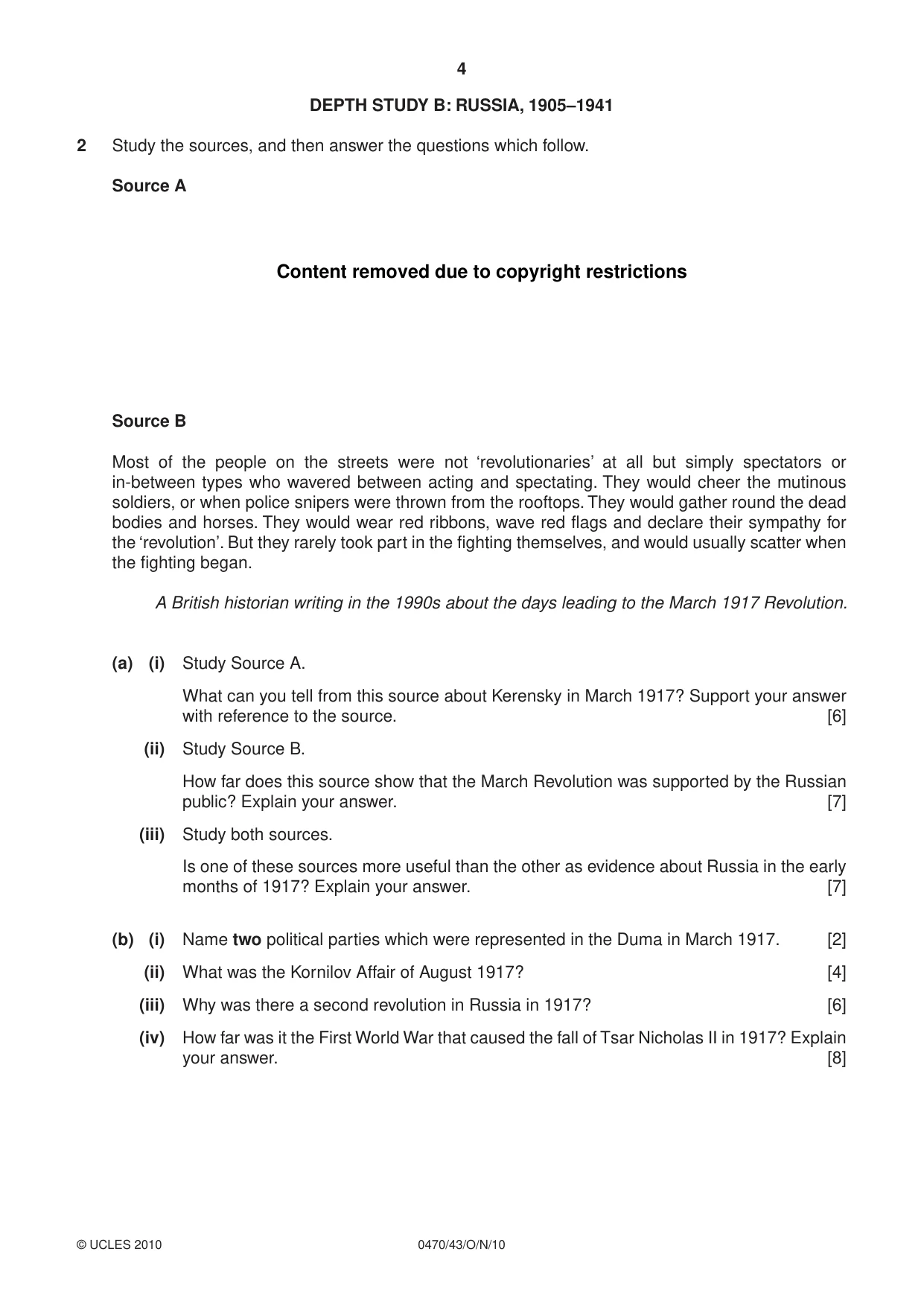 Cambridge IGCSE History 0470 2010 Oct/Nov Paper 4 · Variant 3 question paper, page 4 of 12