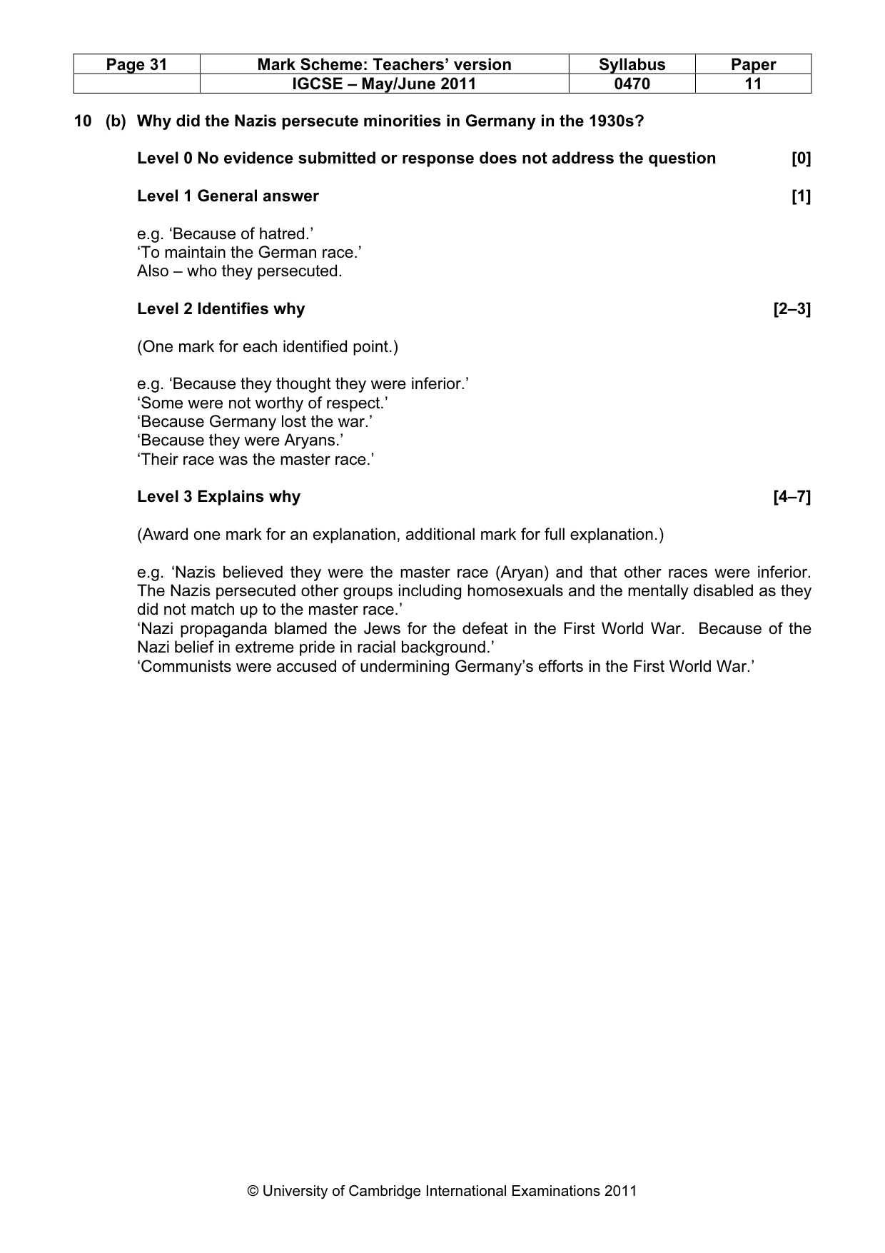 Mark scheme, page 31 of 77