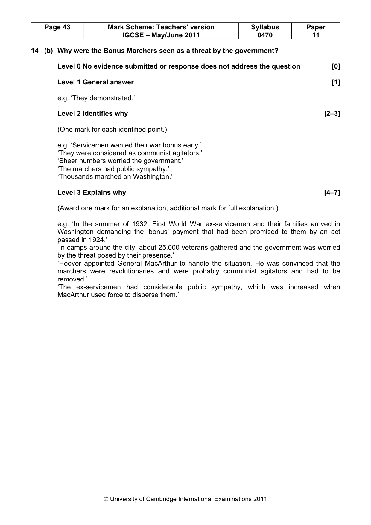 Mark scheme, page 43 of 77