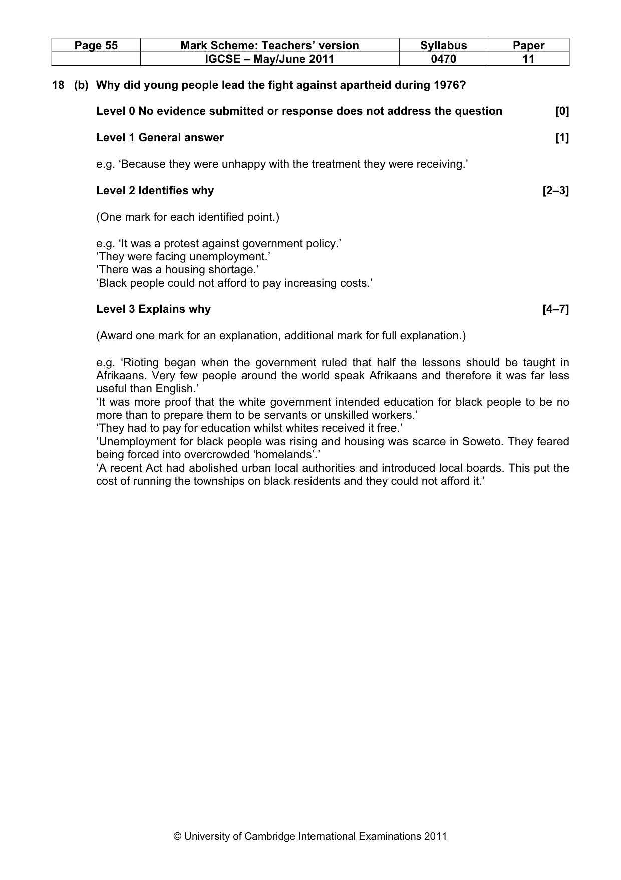 Mark scheme, page 55 of 77