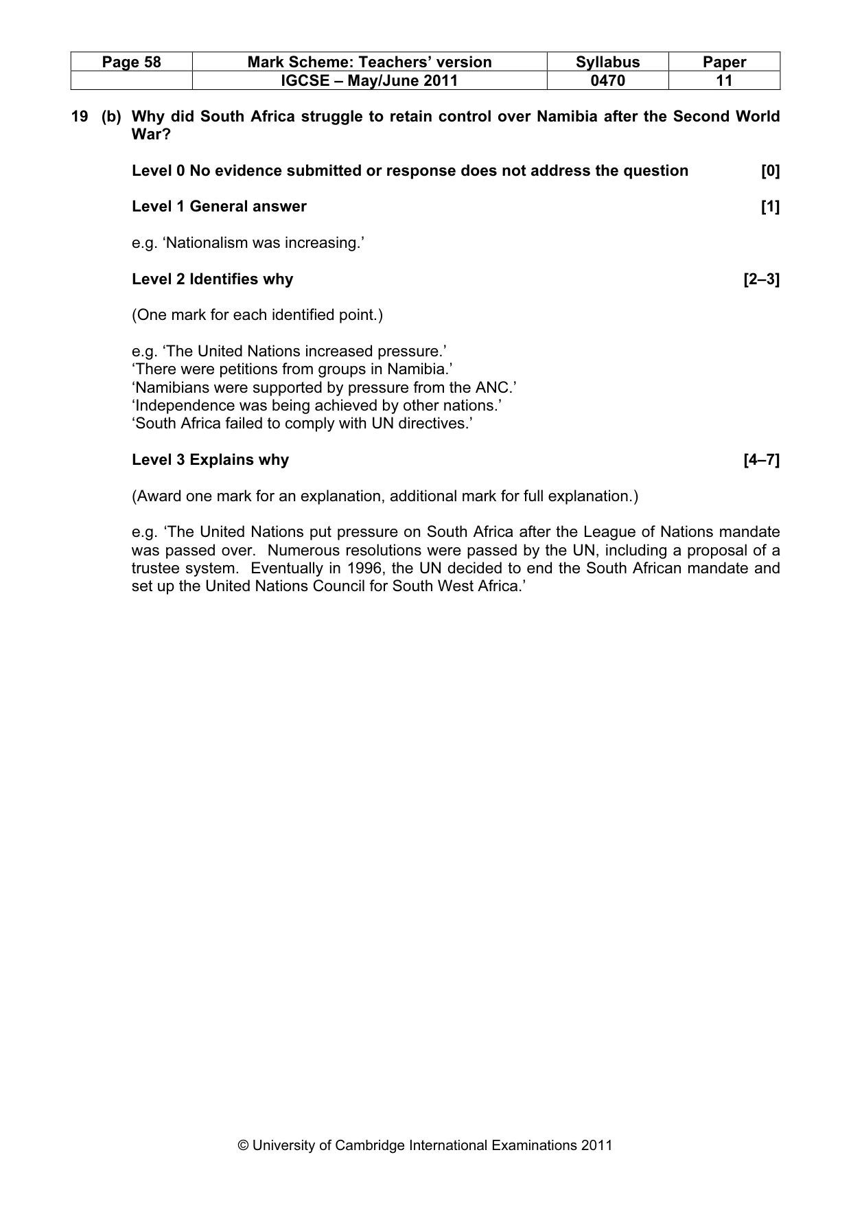 Mark scheme, page 58 of 77