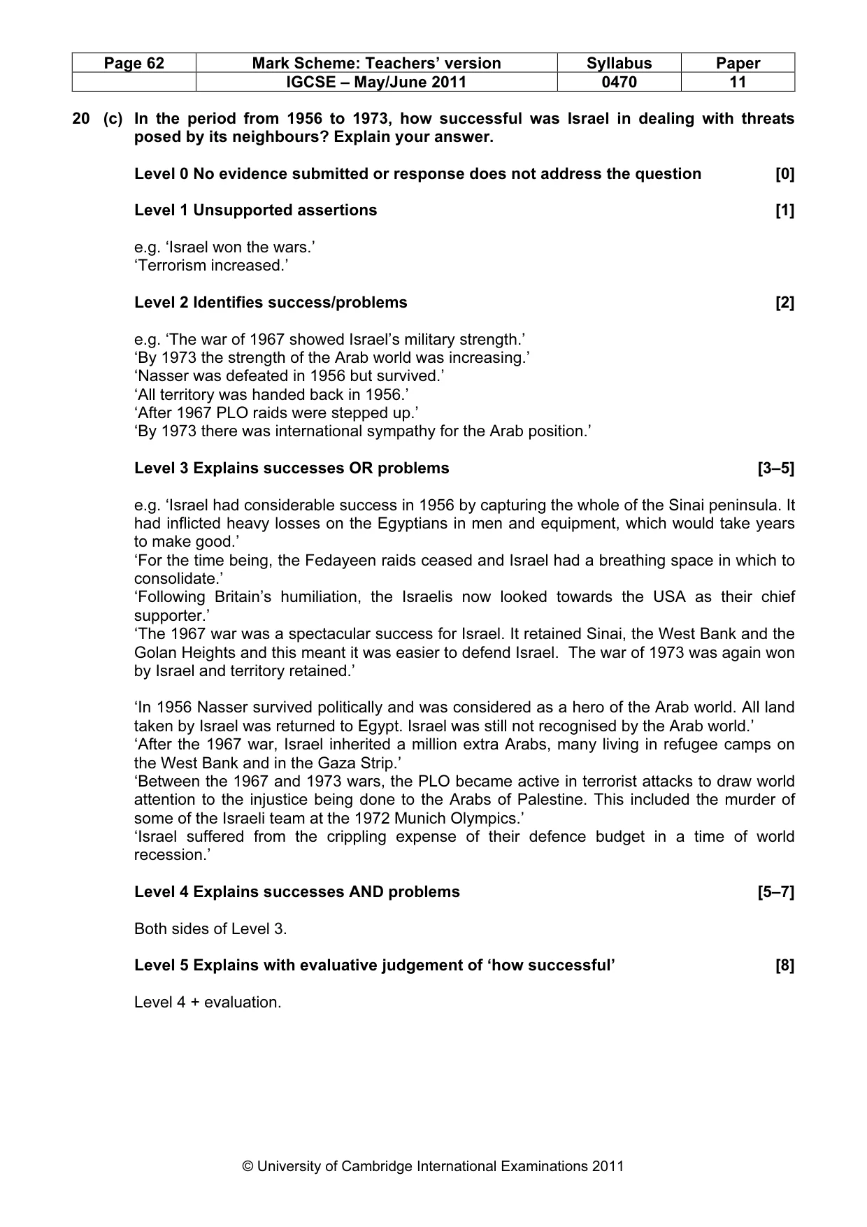 Mark scheme, page 62 of 77