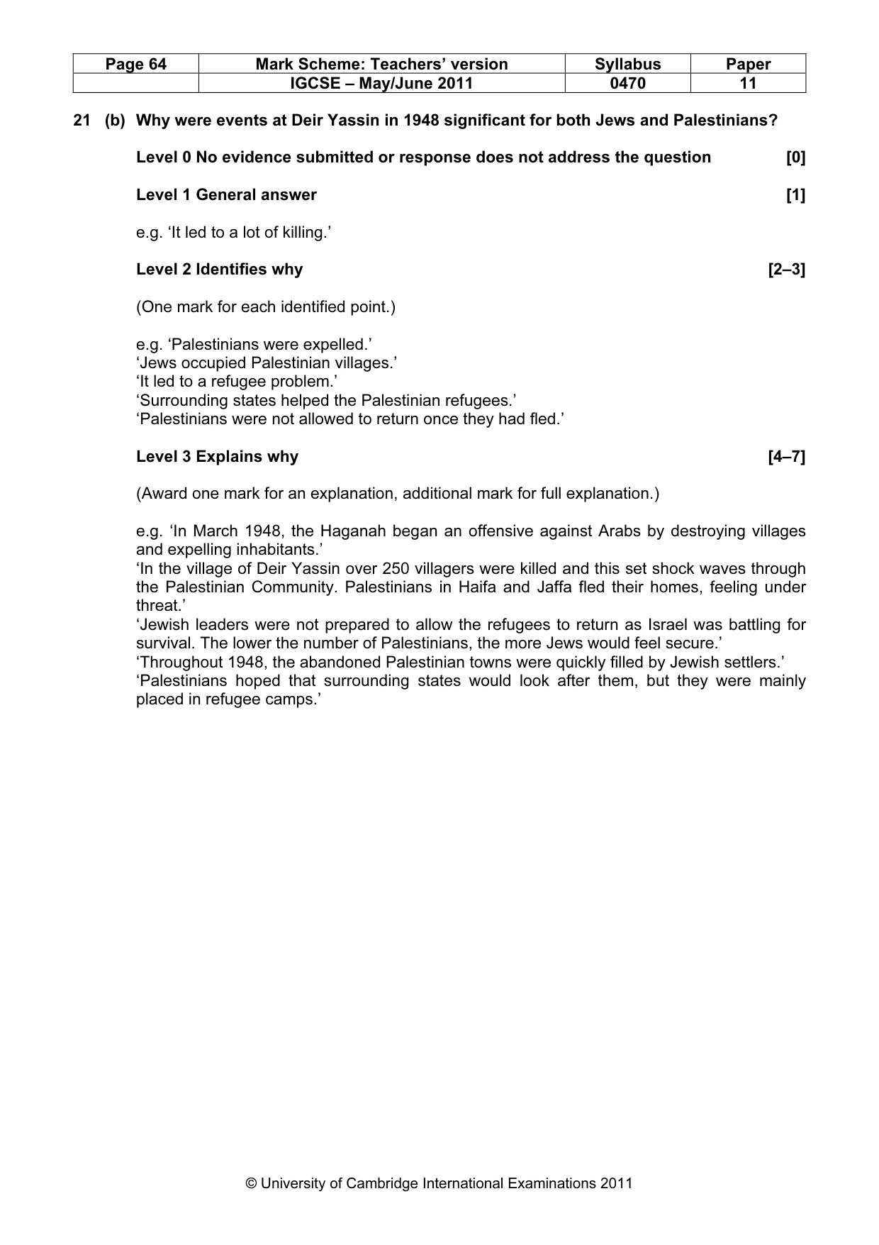 Mark scheme, page 64 of 77