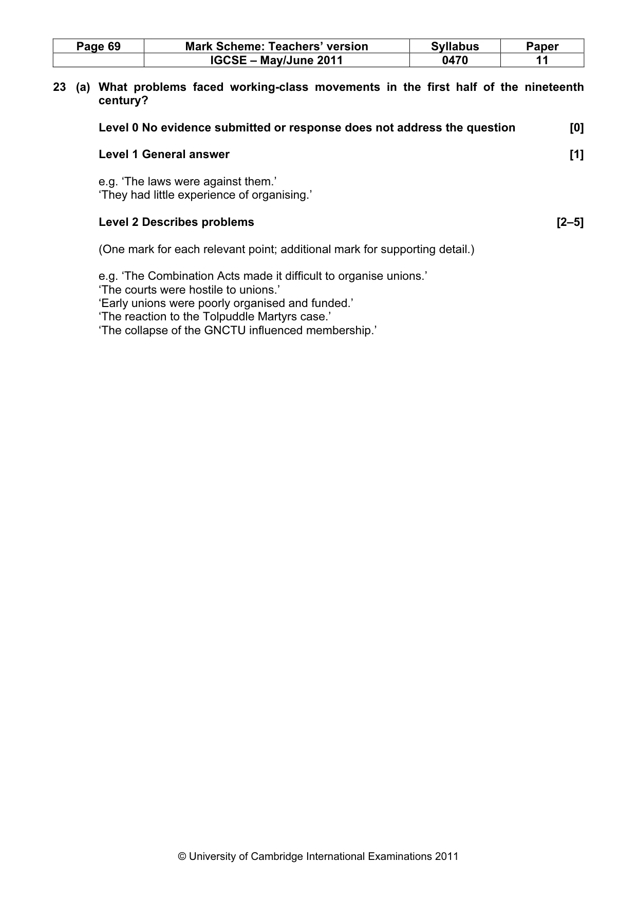 Mark scheme, page 69 of 77