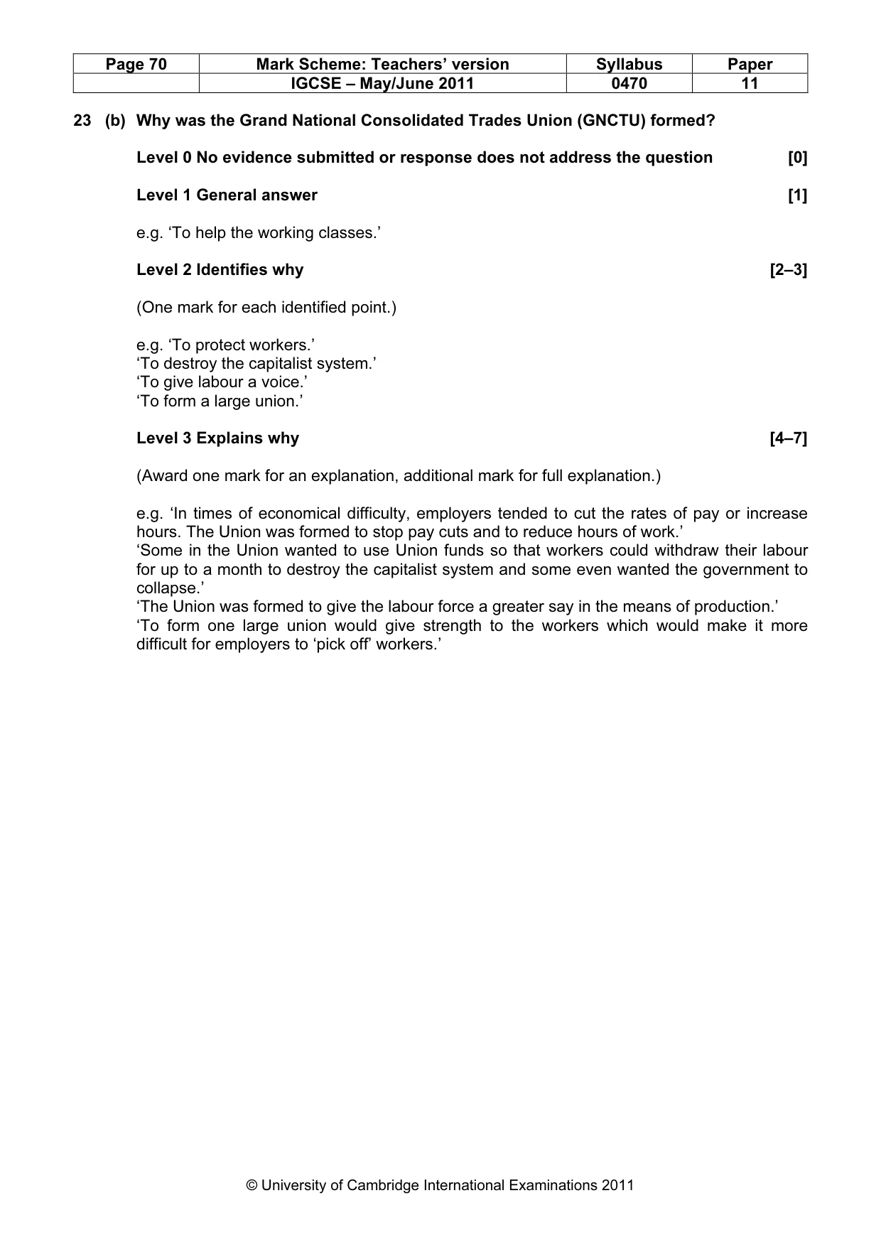 Mark scheme, page 70 of 77