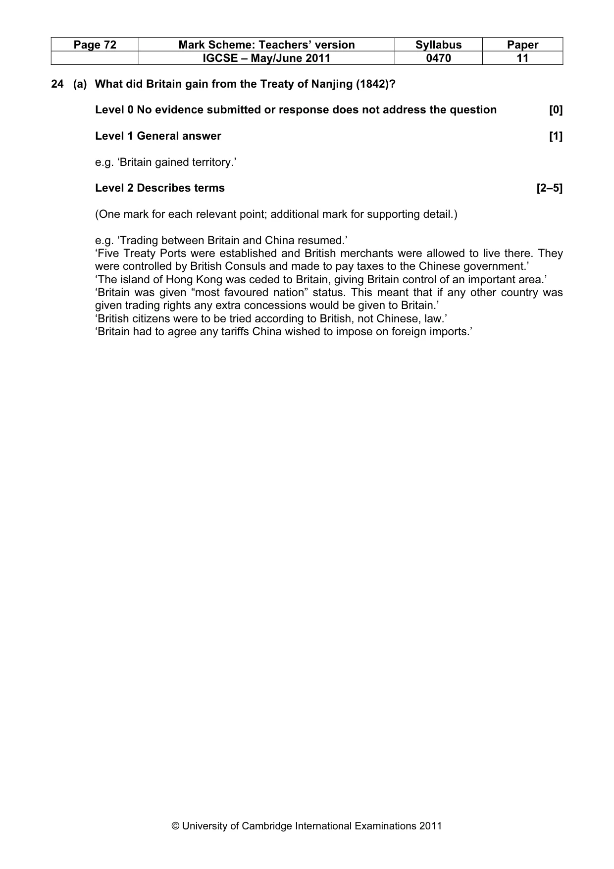 Mark scheme, page 72 of 77