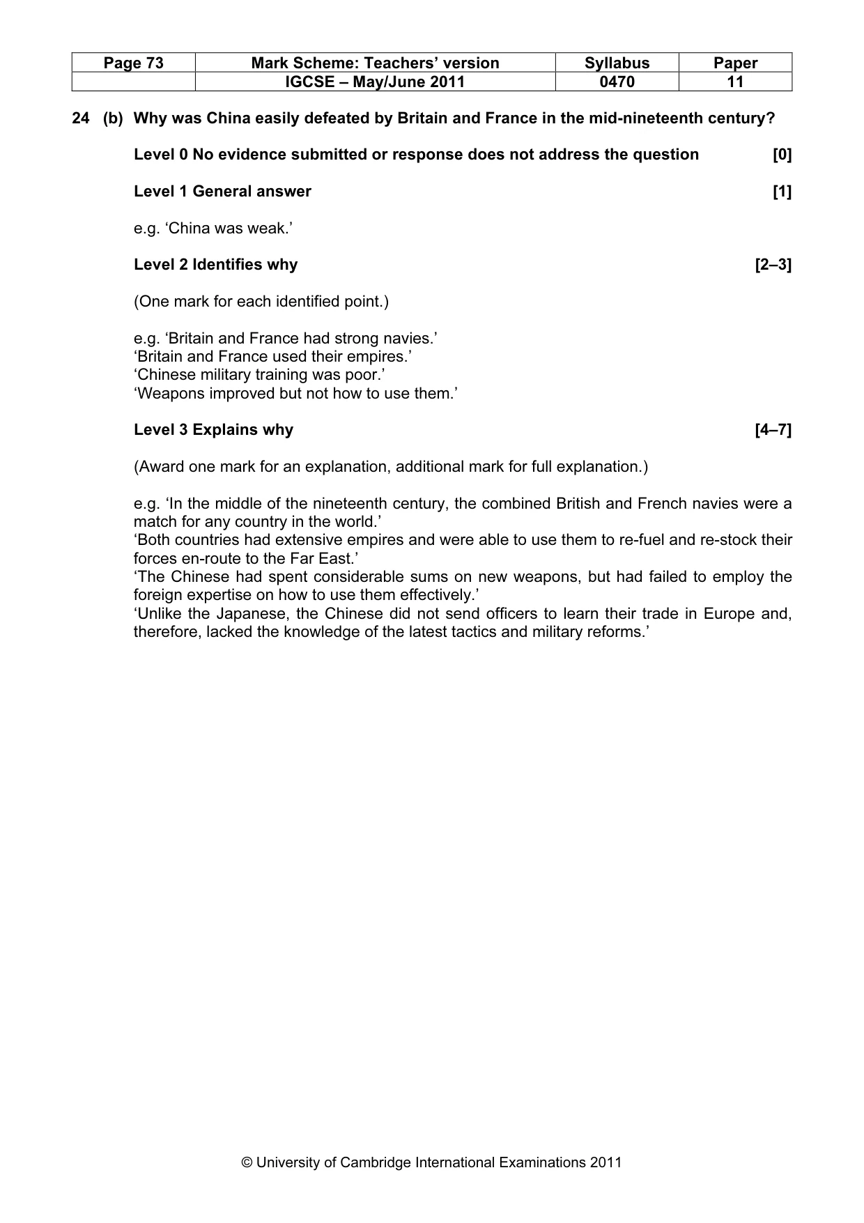 Mark scheme, page 73 of 77