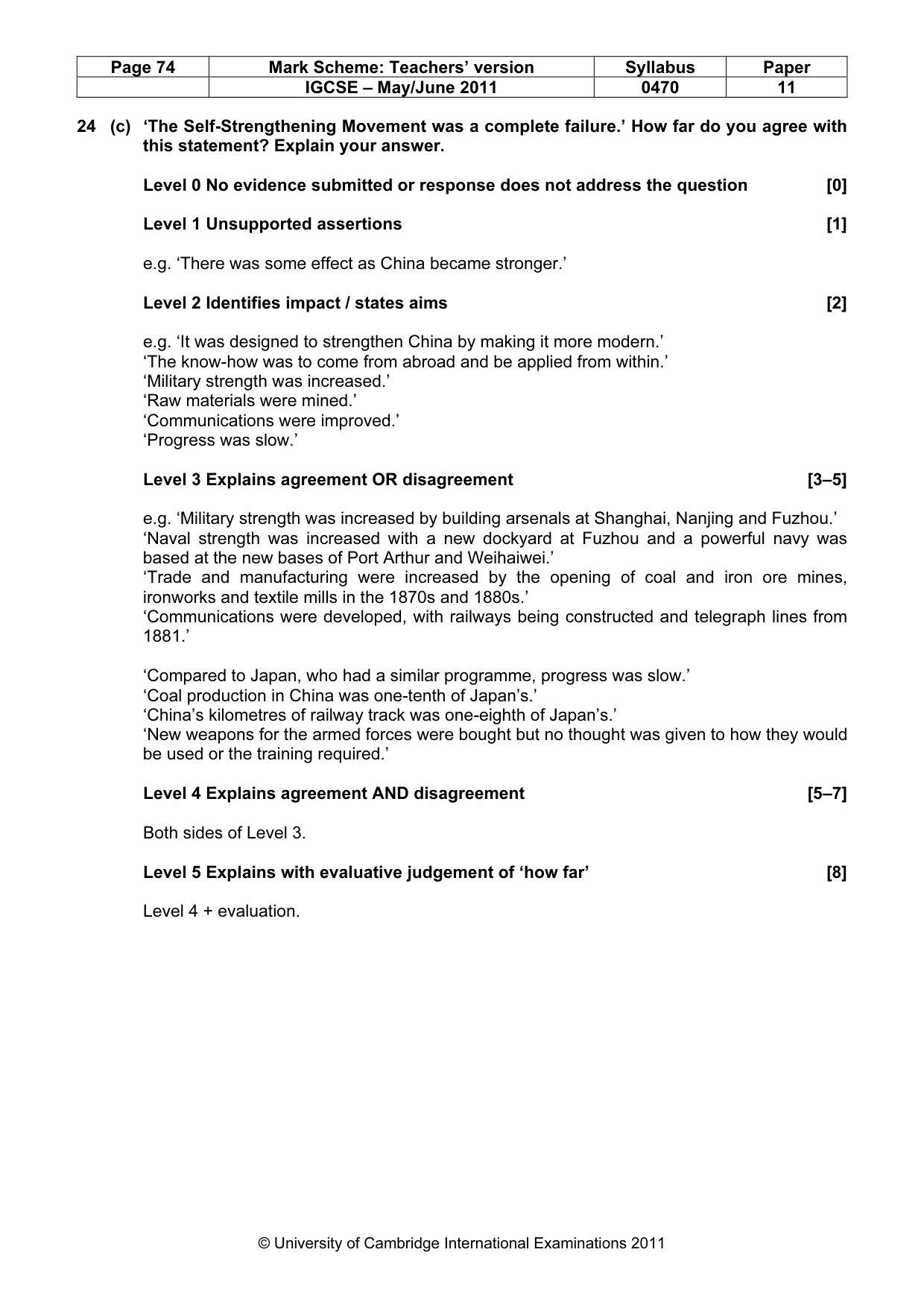 Mark scheme, page 74 of 77