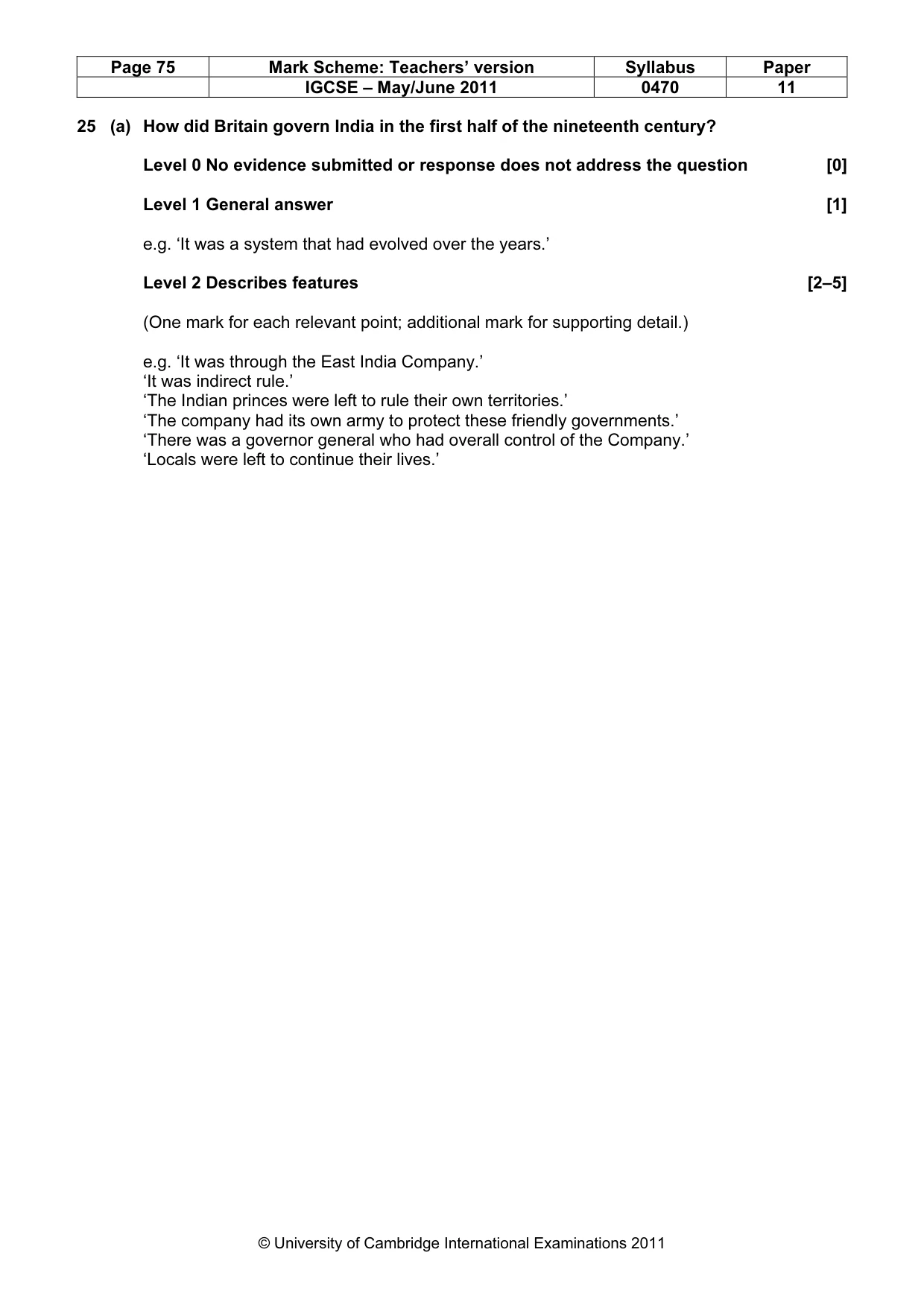 Mark scheme, page 75 of 77