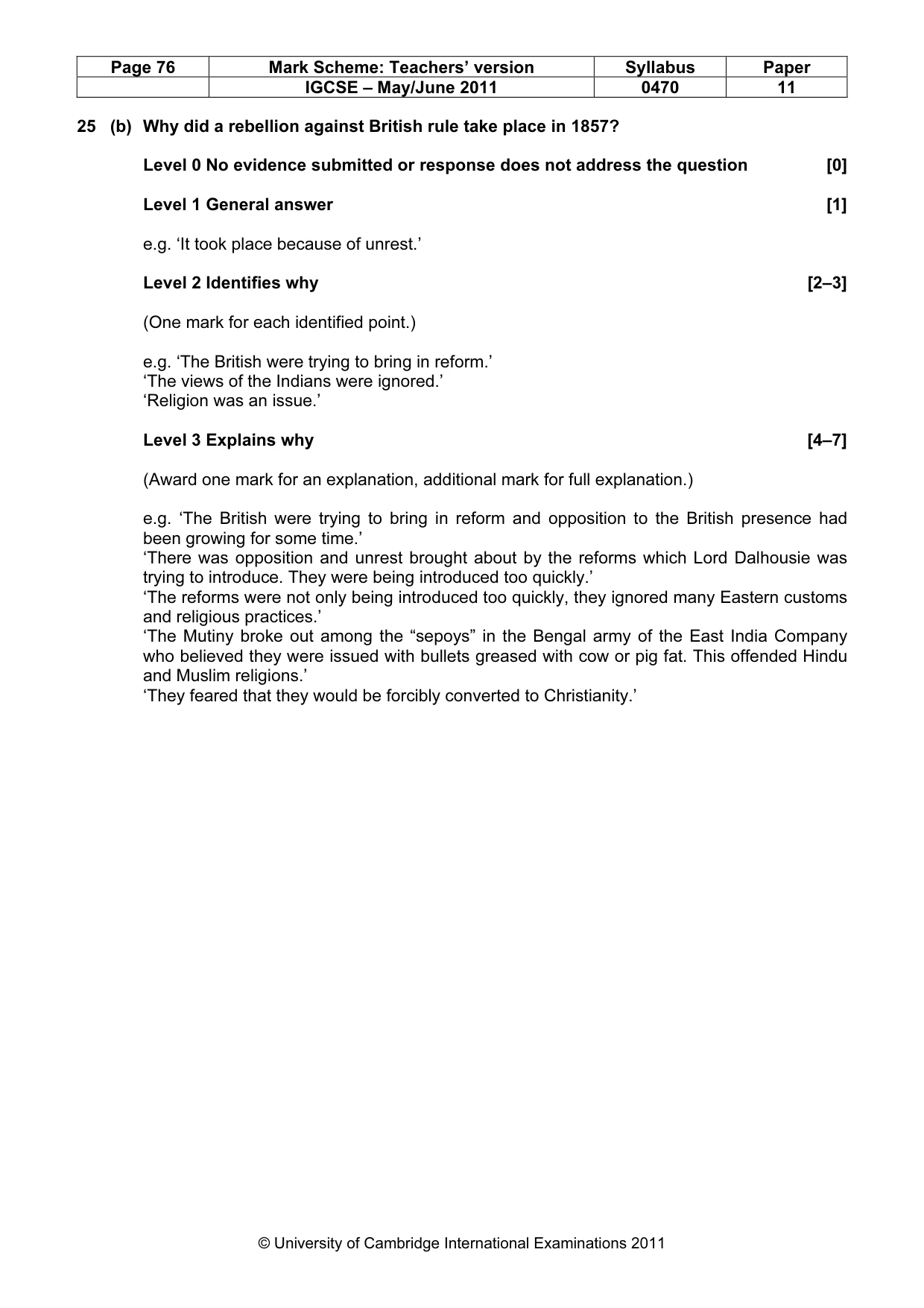 Mark scheme, page 76 of 77